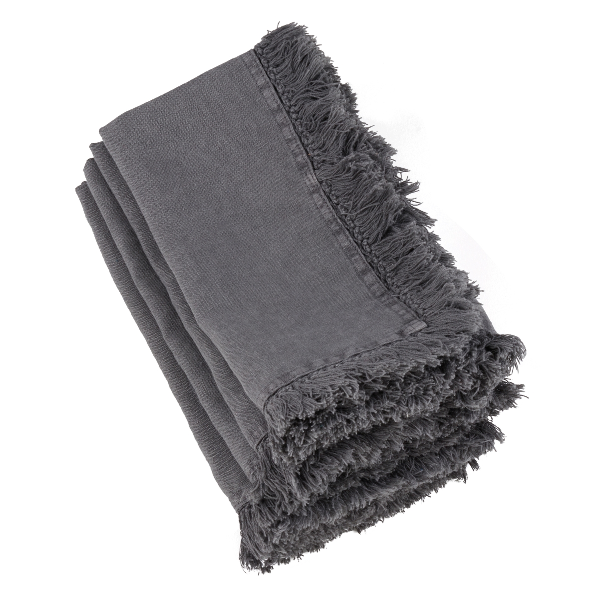 Picture of SARO 1688.ST20S 20 in. Refined Rustic Square Rustic Linen Napkins with Large Fringe Edges - Slate  Set of 4