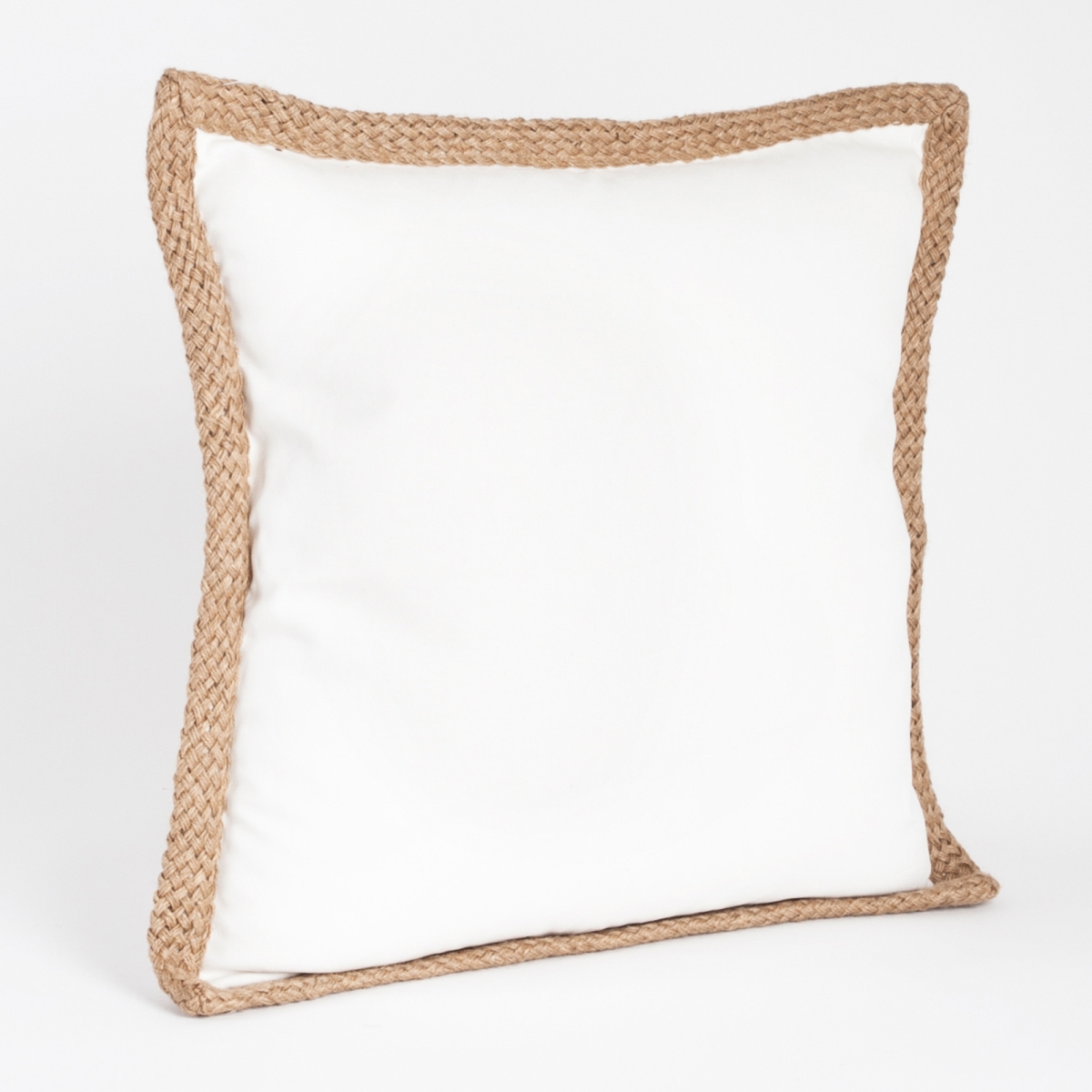 SARO  20 in. Jute Braided Down Filled Throw Pillow  Ivory