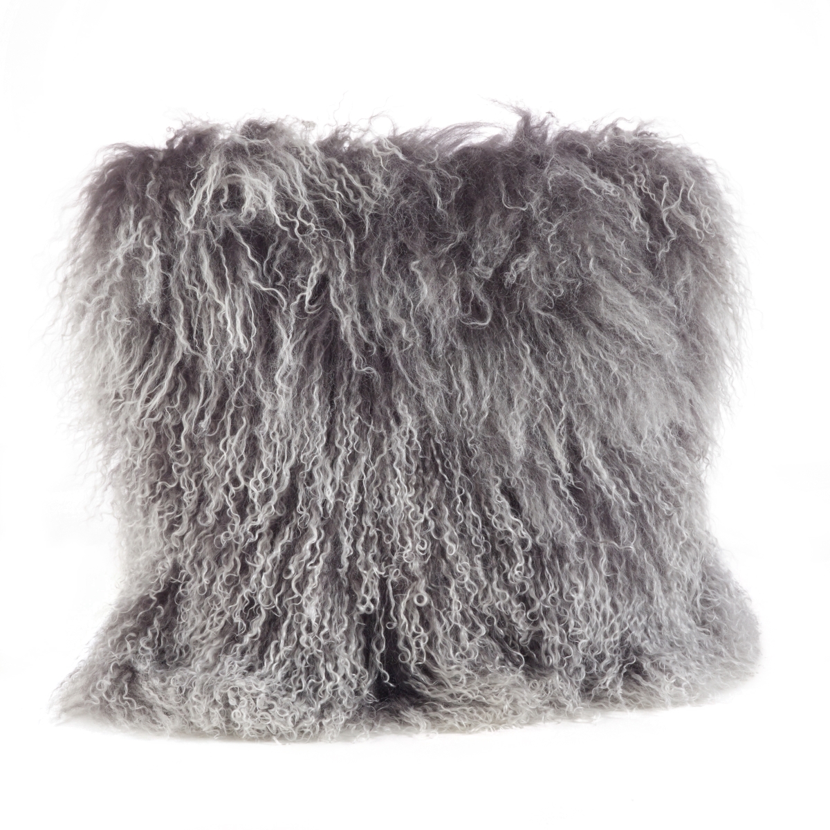 Picture of SARO 3564.CK16S 16 in. Wool Mongolian Lamb Fur Throw Pillow - Charcoal