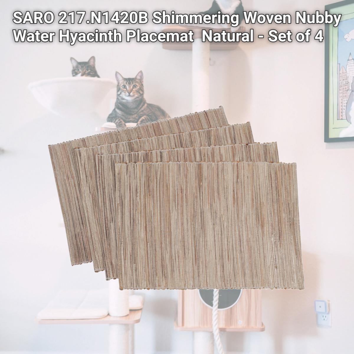 Picture of SARO 217.N1420B Shimmering Woven Nubby Water Hyacinth Placemat  Natural - Set of 4