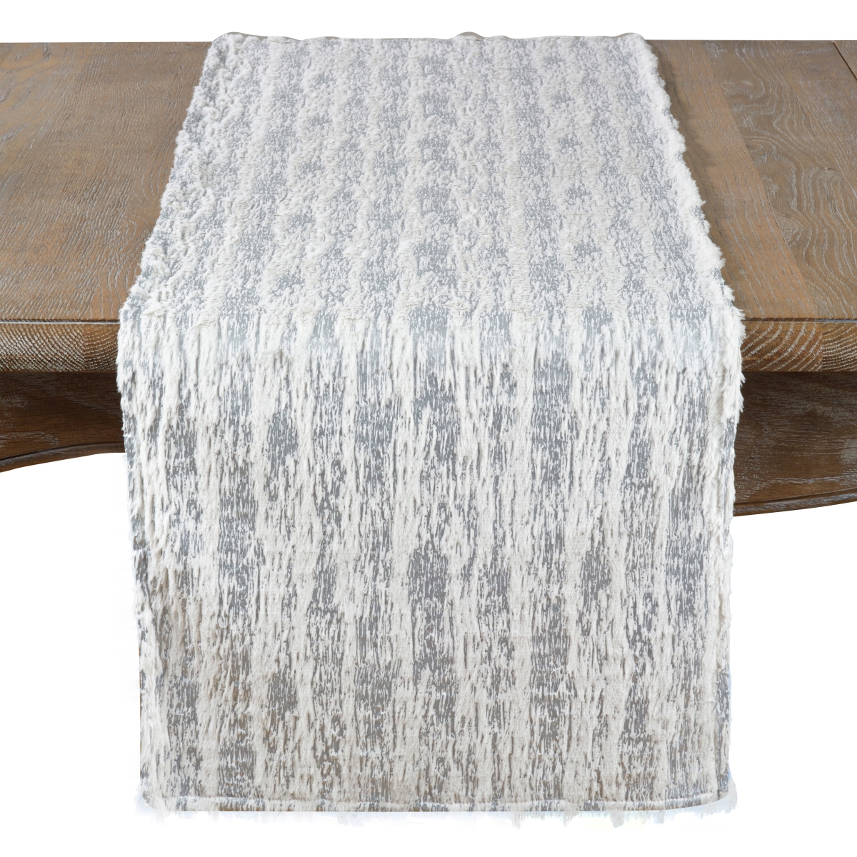 Picture of SARO 2323.S1672B Faux Fur with Brushed Metallic Foil Print Runner - Silver