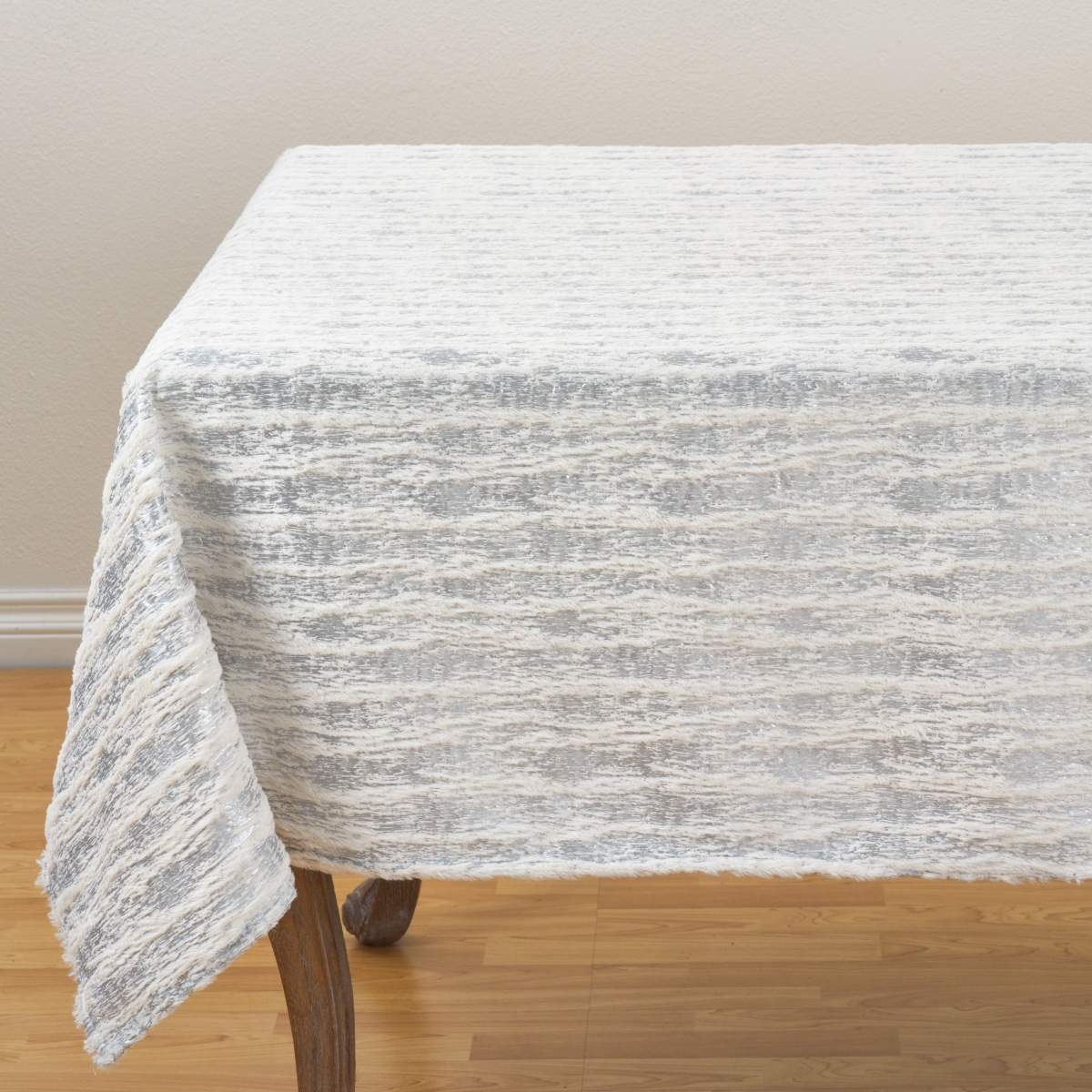 Picture of SARO 2323.S60S Faux Fur with Brushed Metallic Foil Print Topper - Silver