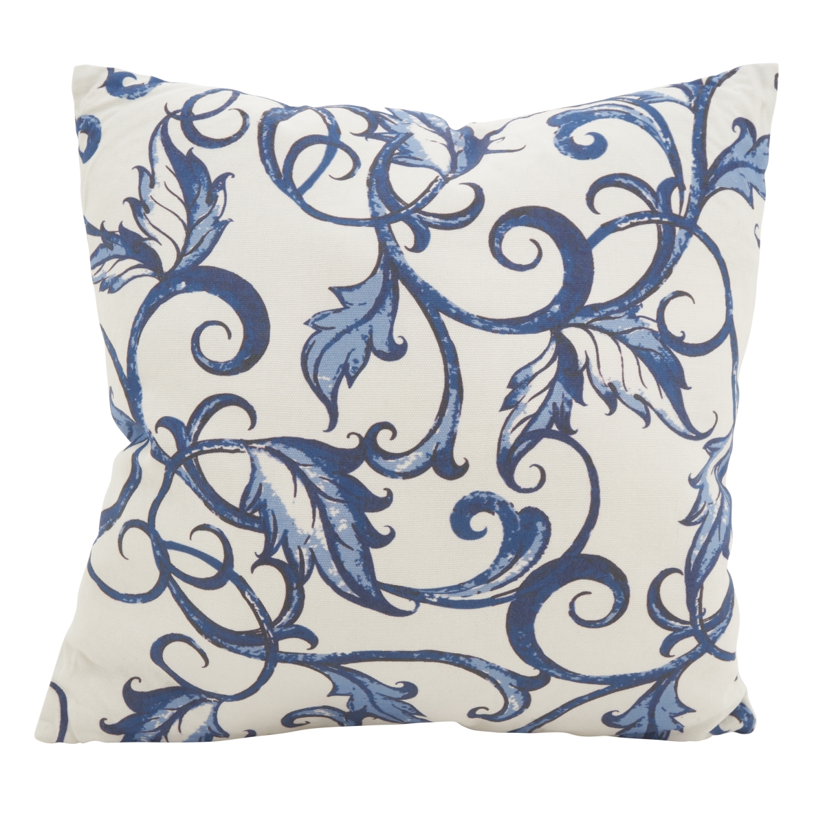 SARO  Scrolling Vines Cotton Poly Filled Throw Pillow - Indigo