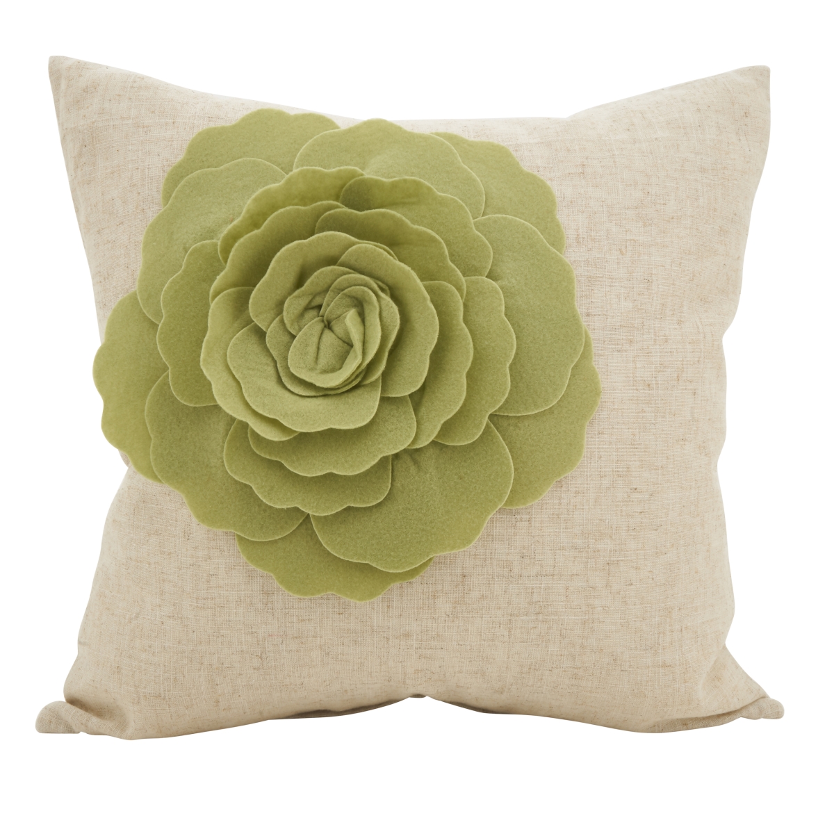 SARO  Rose Flower Statement Poly Filled Throw Pillow - Lime