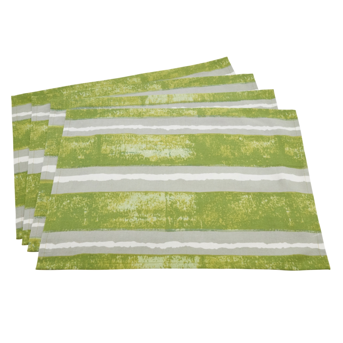 Picture of SARO 3120.K1420B Contrast Stripes Hand Blocked Placemat  Kiwi - Set of 4