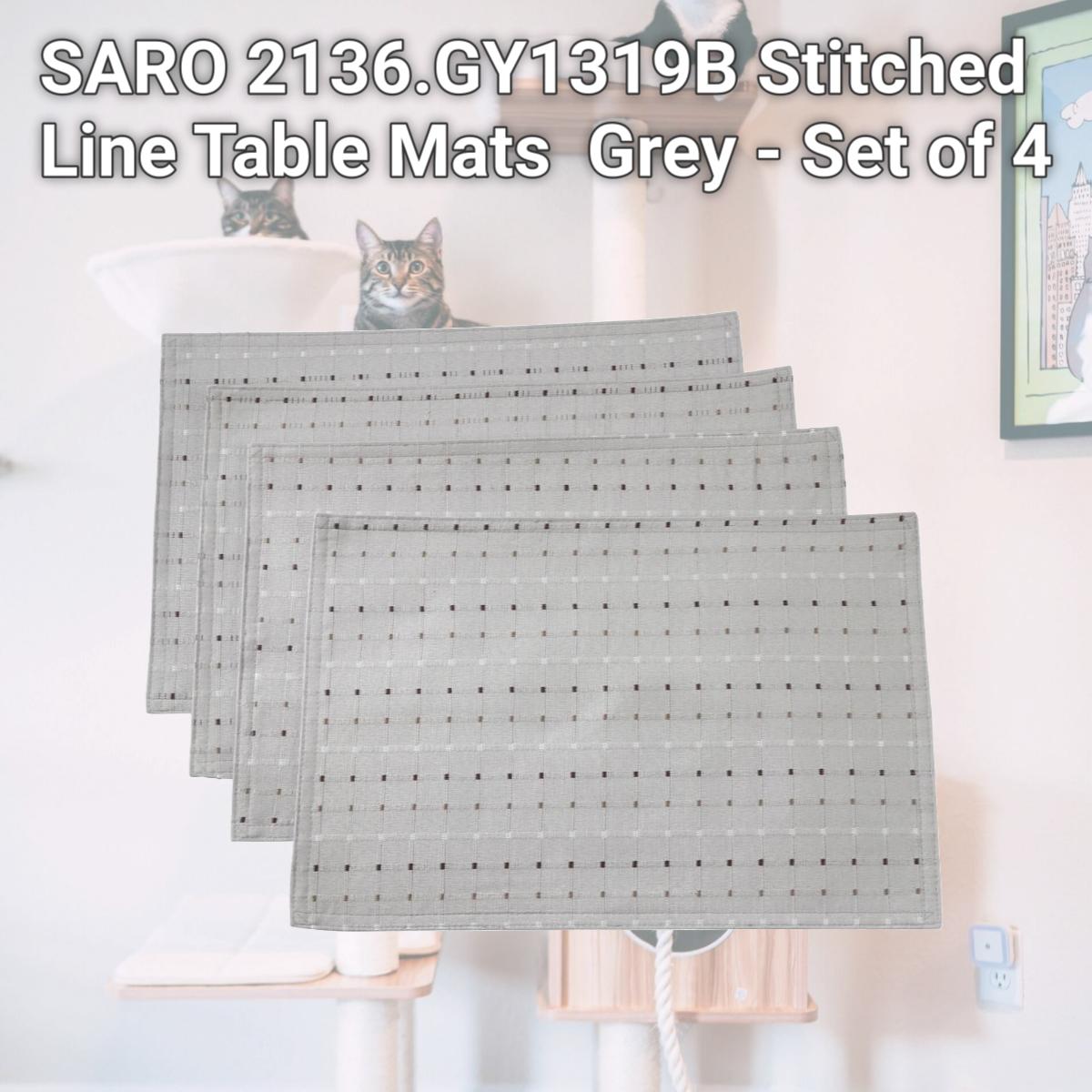 Picture of SARO 2136.GY1319B Stitched Line Table Mats  Grey - Set of 4