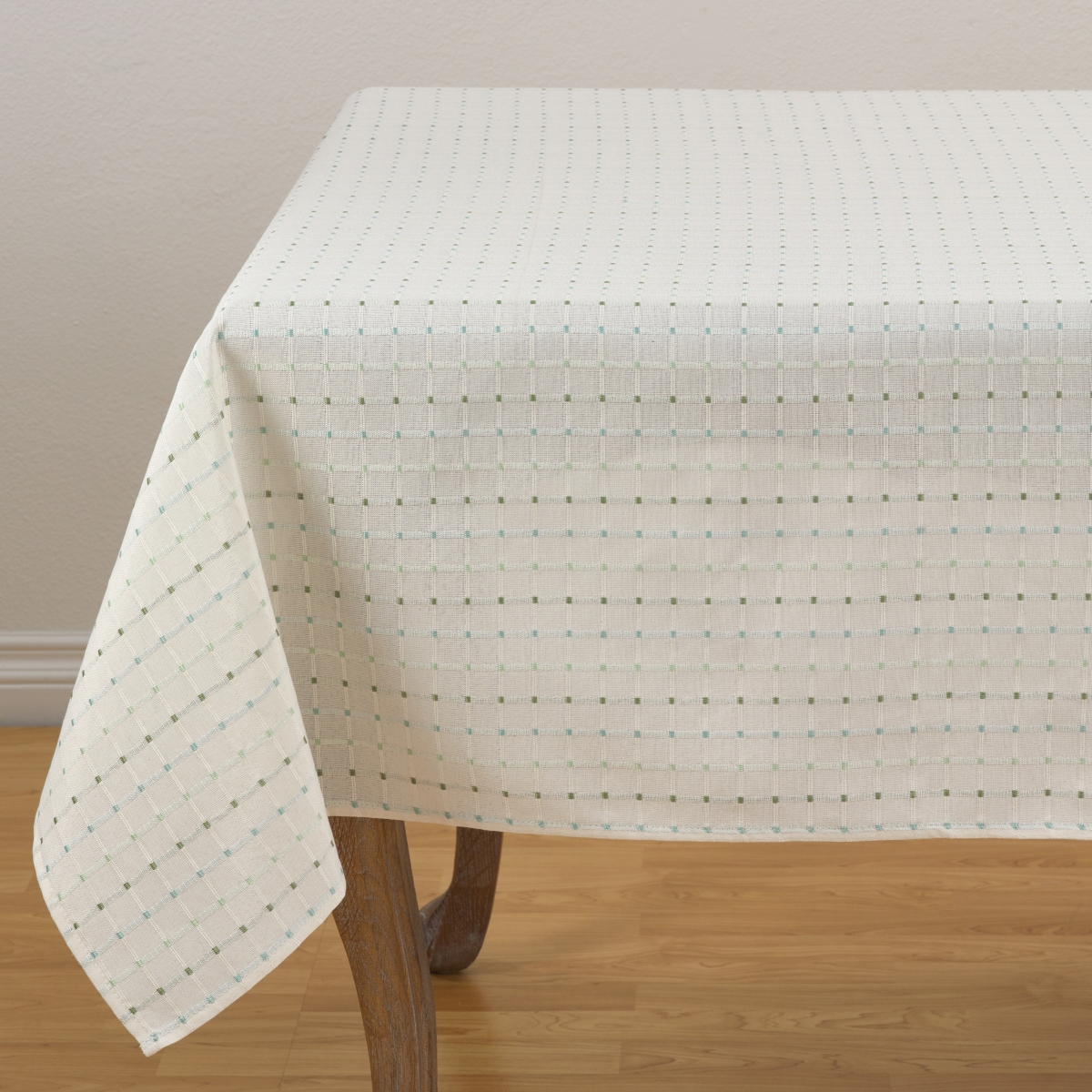 SARO  Square Stitched Tablecloth - White