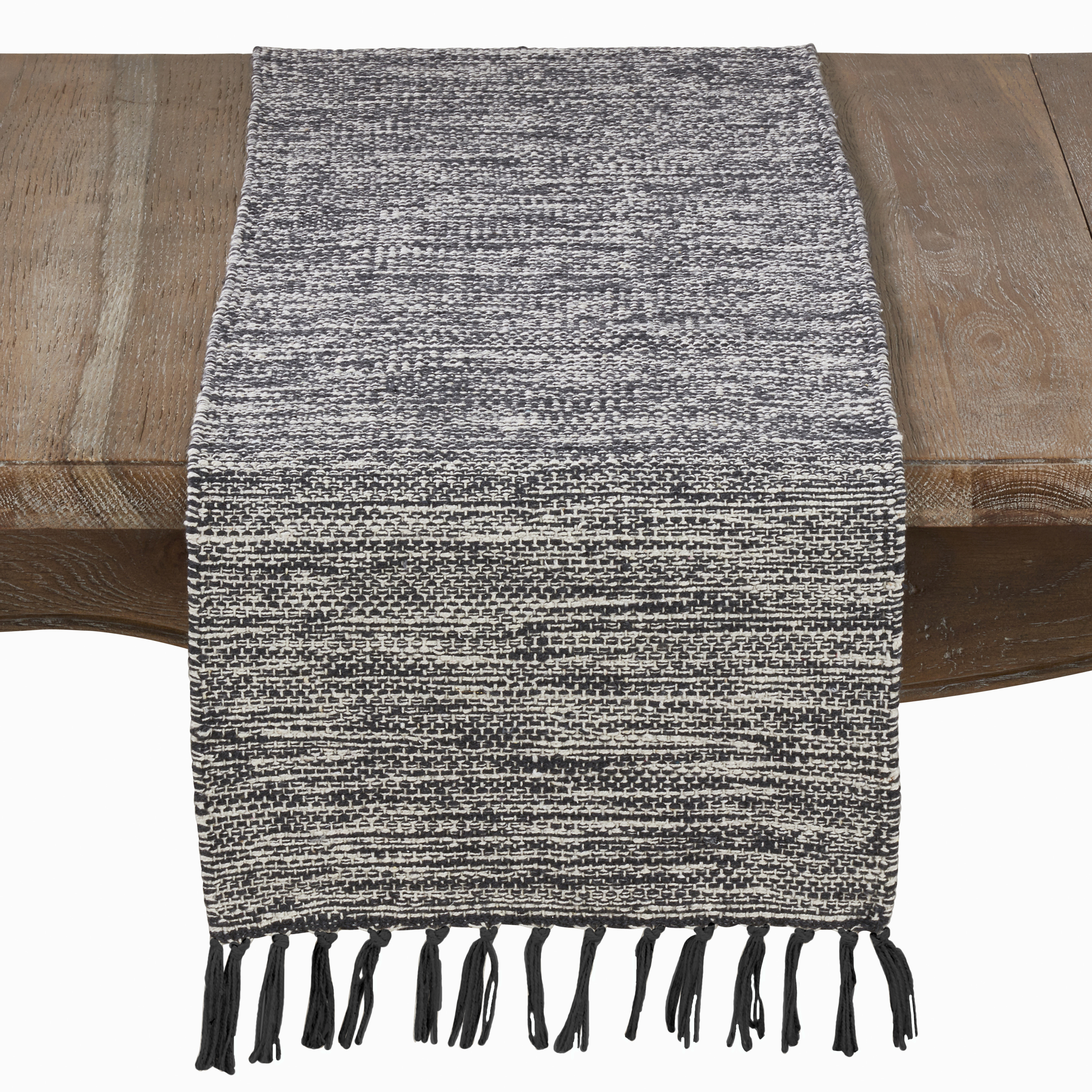 Picture of SARO 2432.BK1472B Cotton Table Runner with Tassel Design  Black