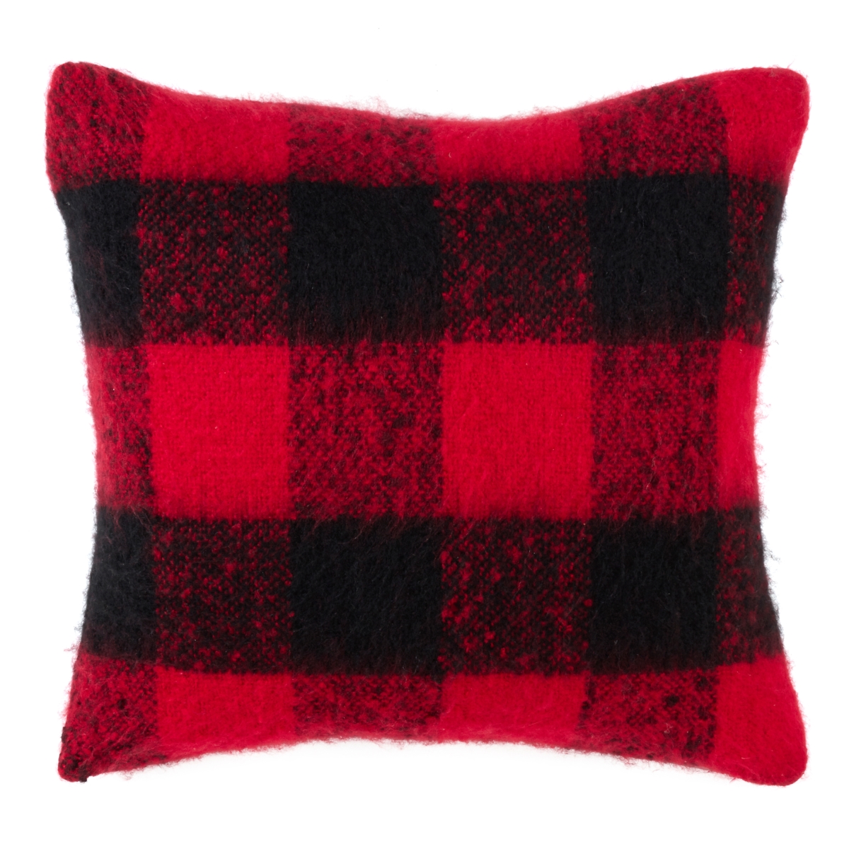 SARO  Faux Mohair Plaid Design Down Filled Accent Throw Pillow  Red