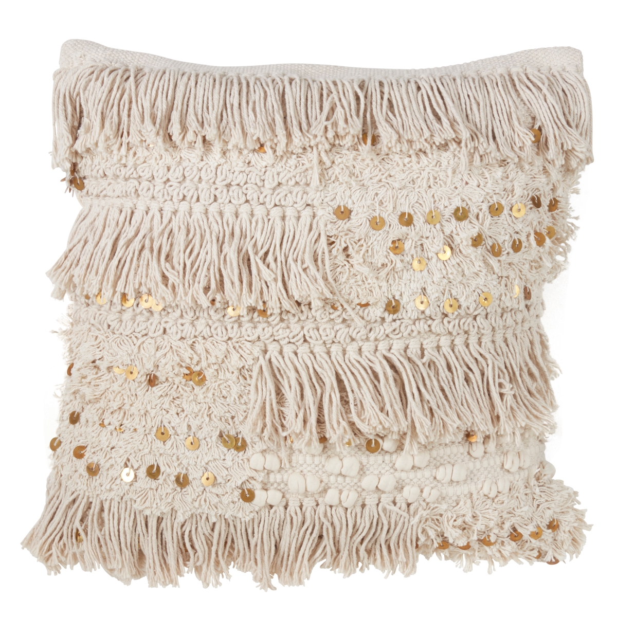 SARO  Moroccan Down Filled Cotton Throw Pillow with Sequin Moroccan Design  Grey