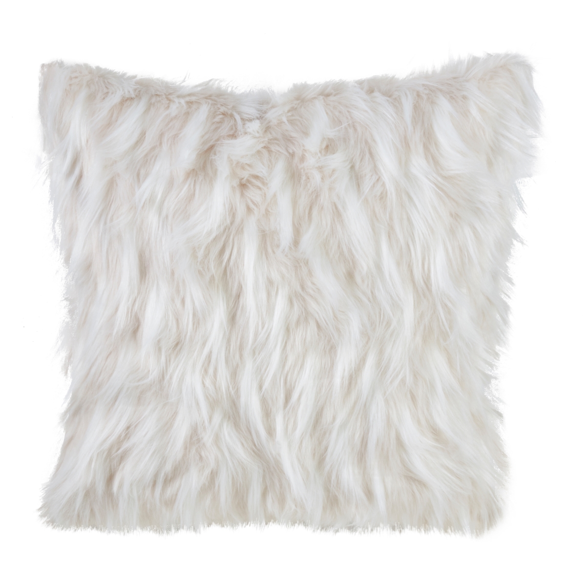 SARO  Poly Filled Accent Pillow with Faux Fur Design  Ivory