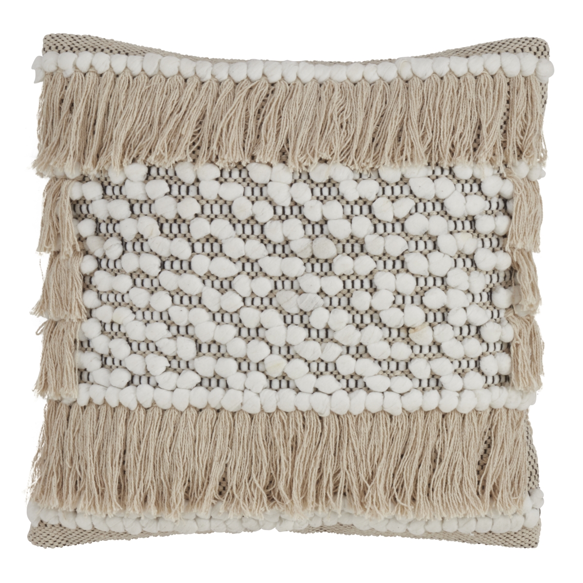 Fringe Moroccan Down Filled Pillow - 18" | Natural | Square | 1 Pc.