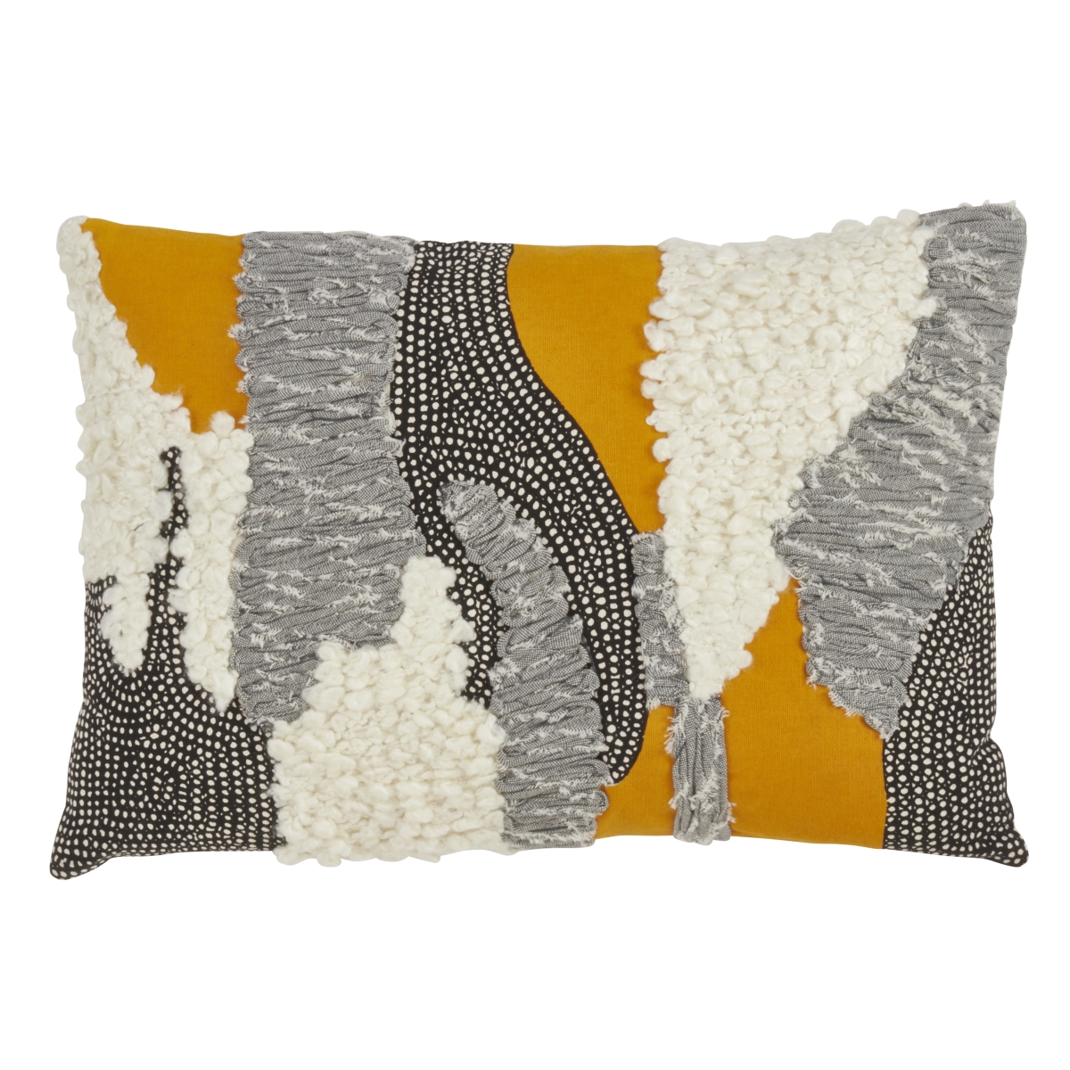 SARO  Boucle Yarn Applique Throw Pillow with Down Filling  Multi Color