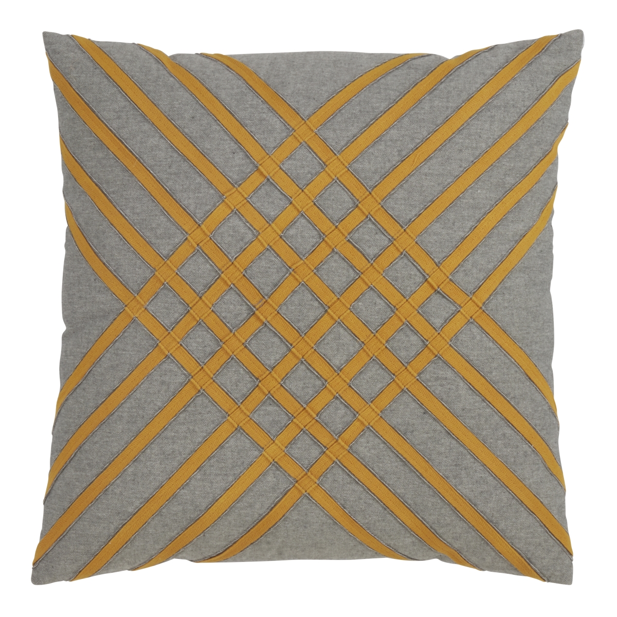 SARO  Cotton Down Filling Throw Pillow with Cross Hatch Design  Blue & Grey