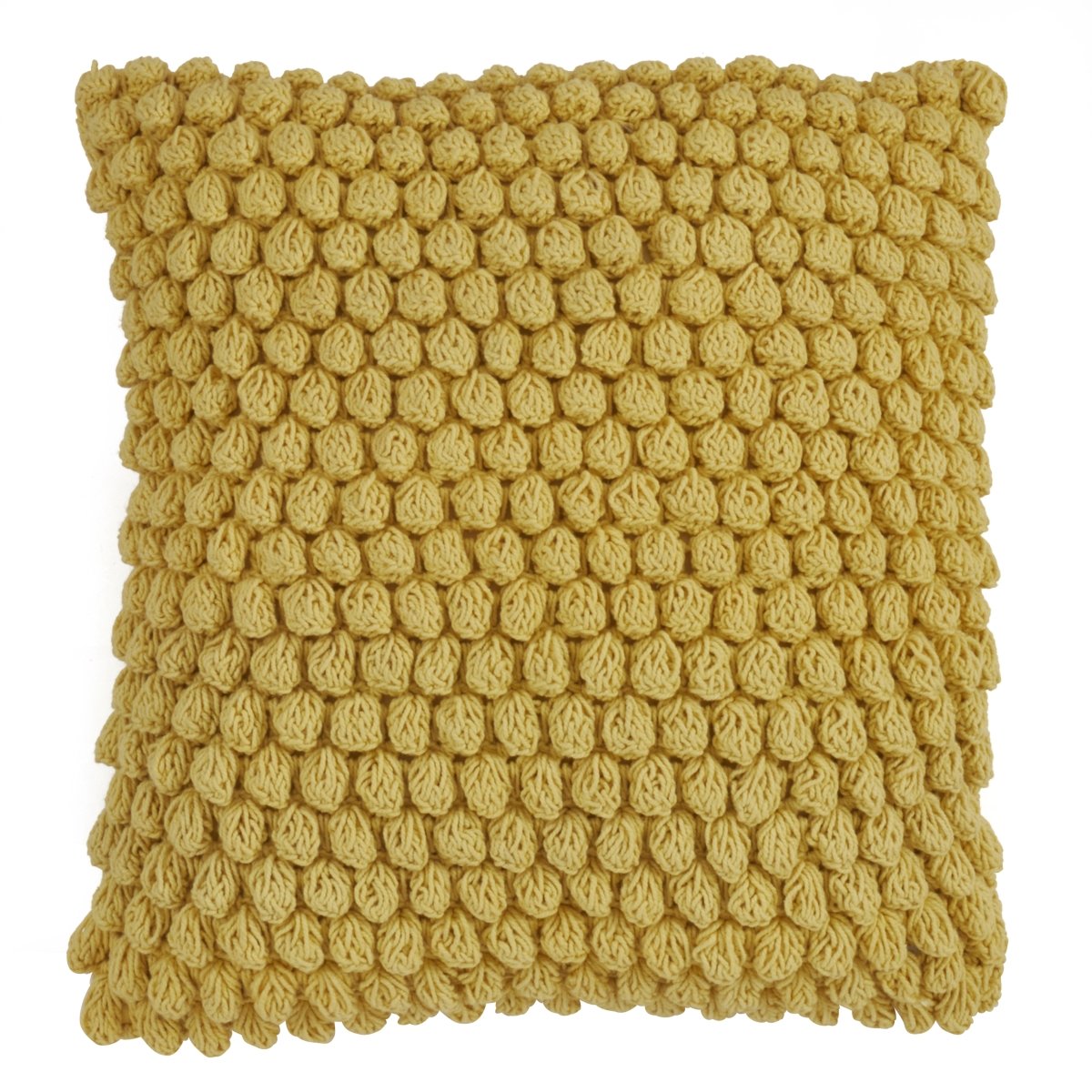 SARO 3519.Y20S Cotton Down Filling Throw Pillow with Crochet Pom Pom Design  Yellow -  SARO Lifestyle