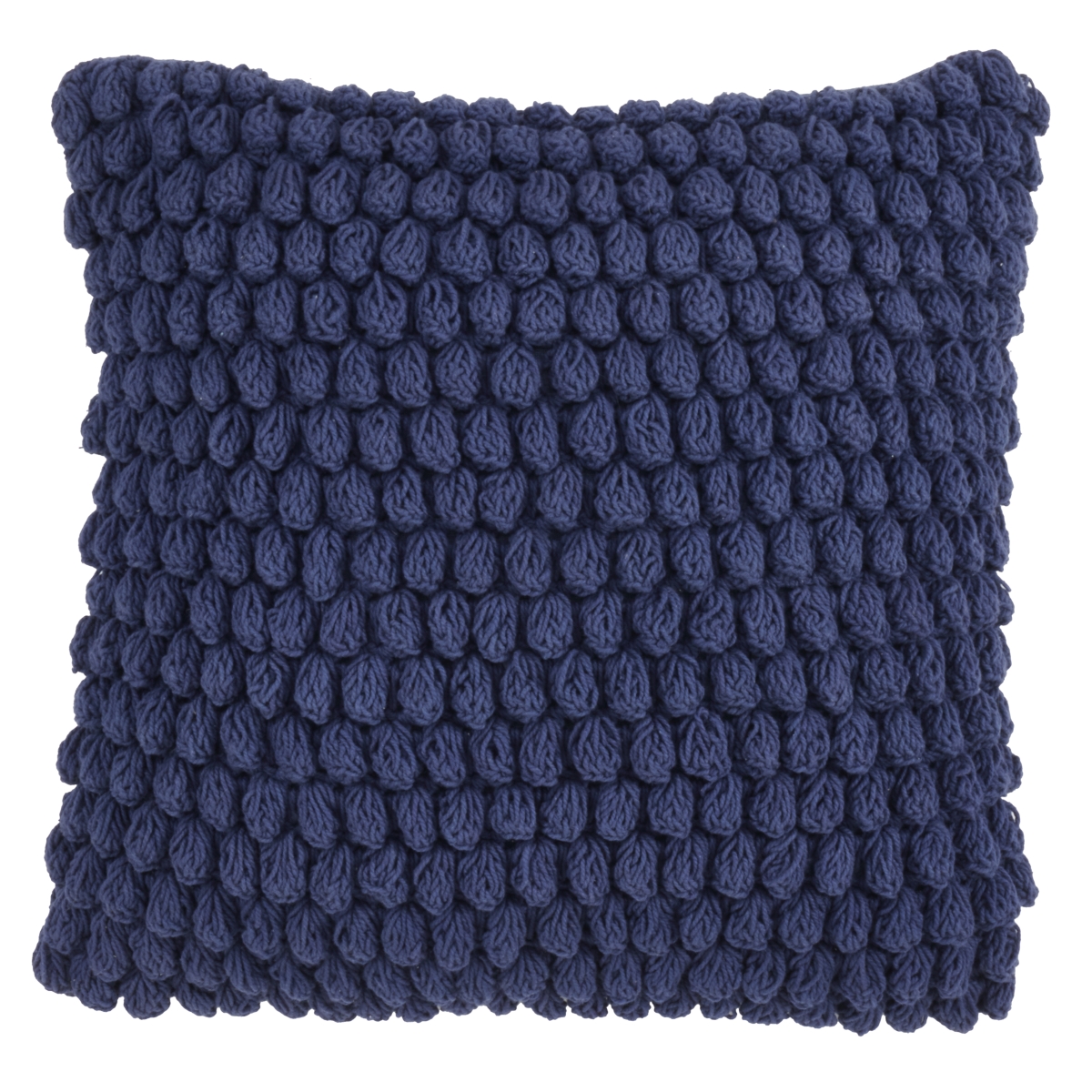 Crochet Pompom Down Filled Pillow - 20" | Navy Blue | Square | 1 Pc.