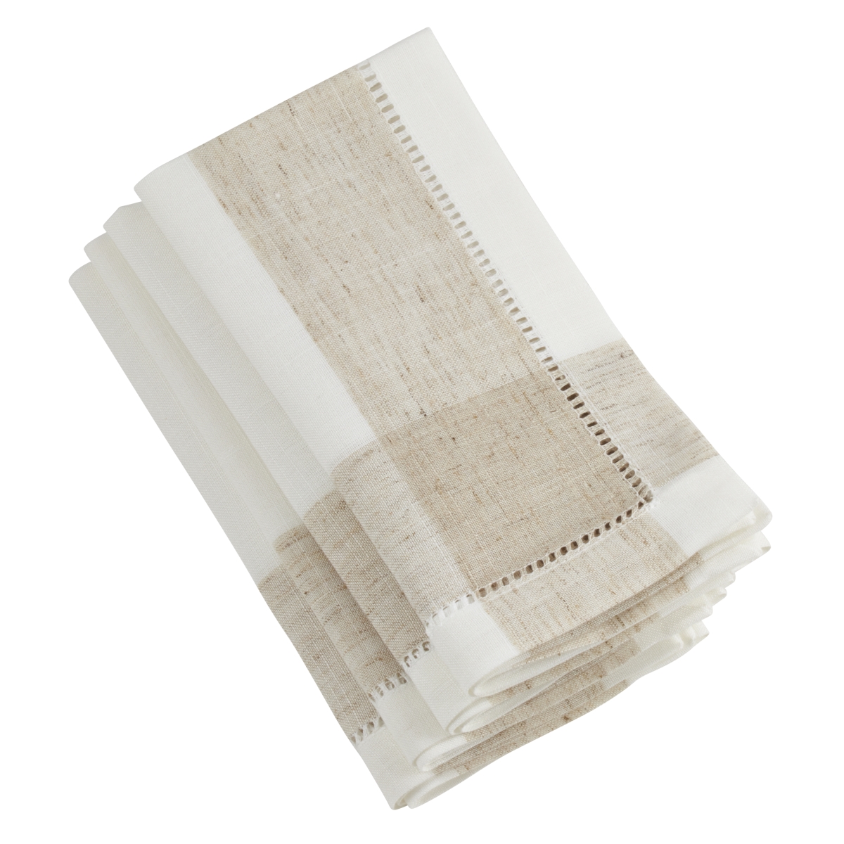 Picture of SARO 2238.I20S Hemstitch Table Napkins with Two Tone Design  Ivory - Set of 4