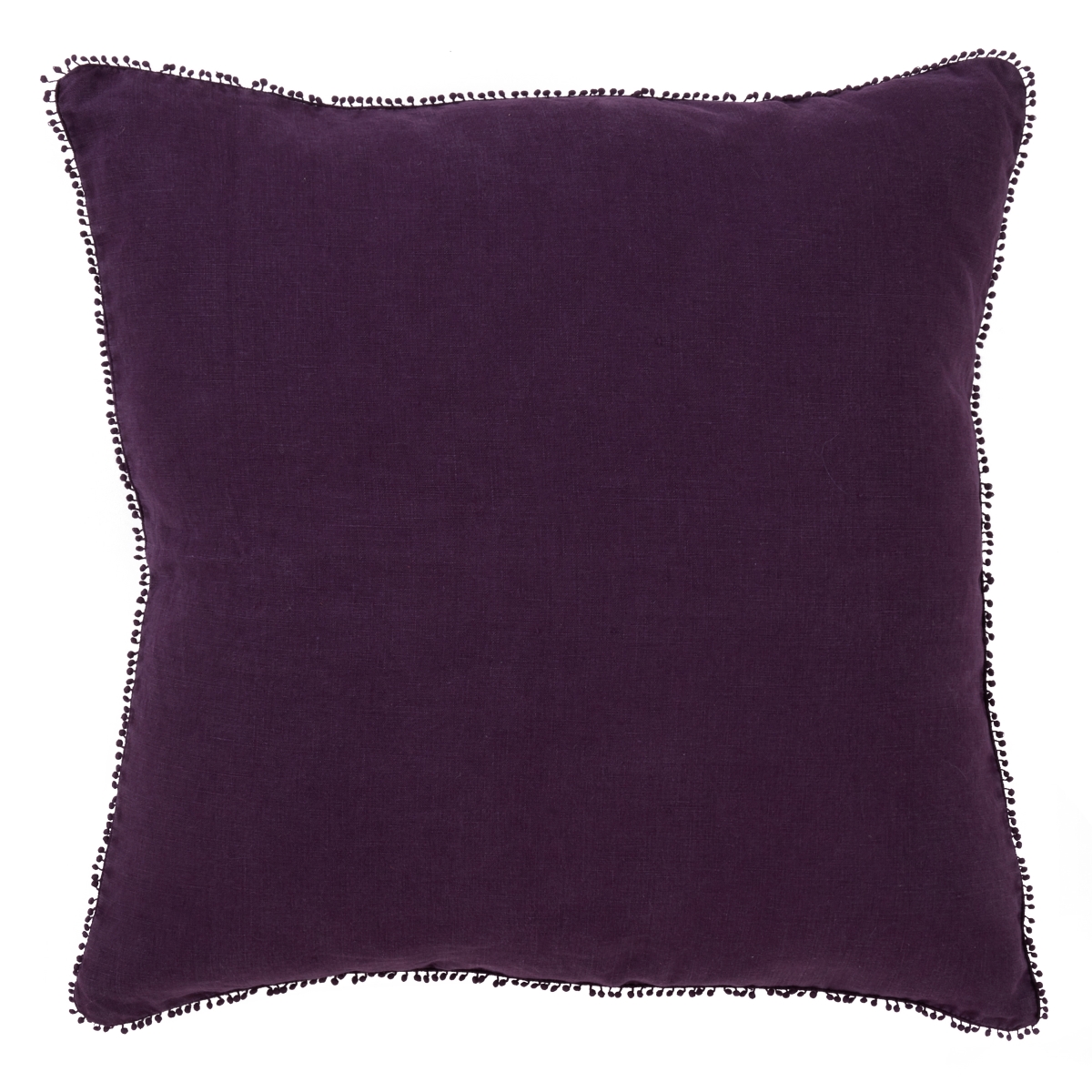 SARO  20 in. Graciella Square Pompom Design Down Filled Pillow - Purple