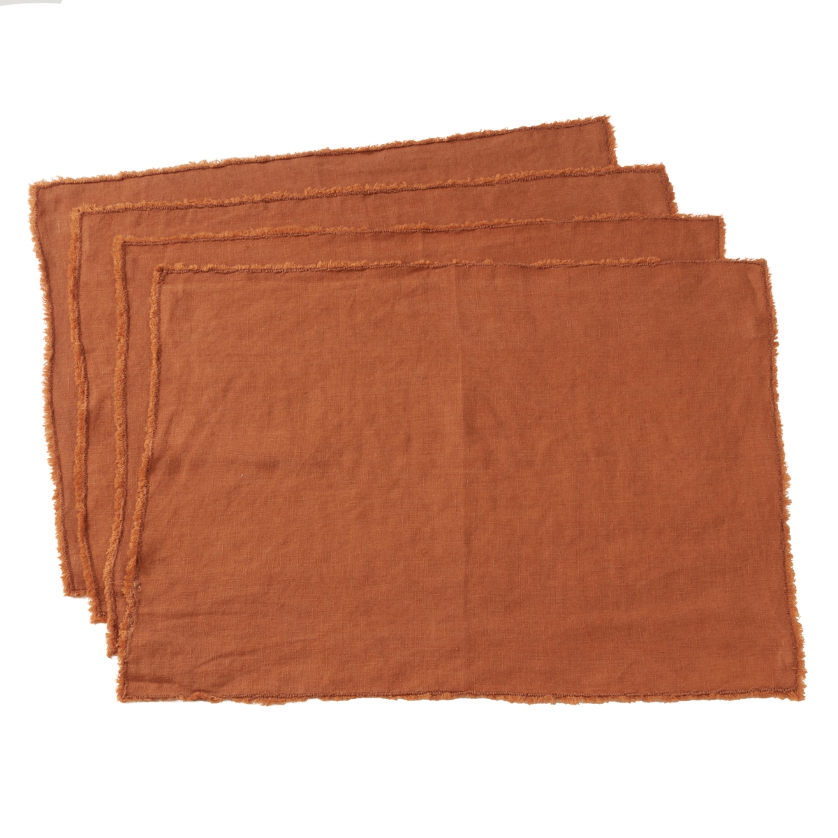 Picture of SARO 13009.TC1420B 14 x 20 in. Graciella Rectangle Stone Washed Linen Table Placemats - Terracotta  Set of 4