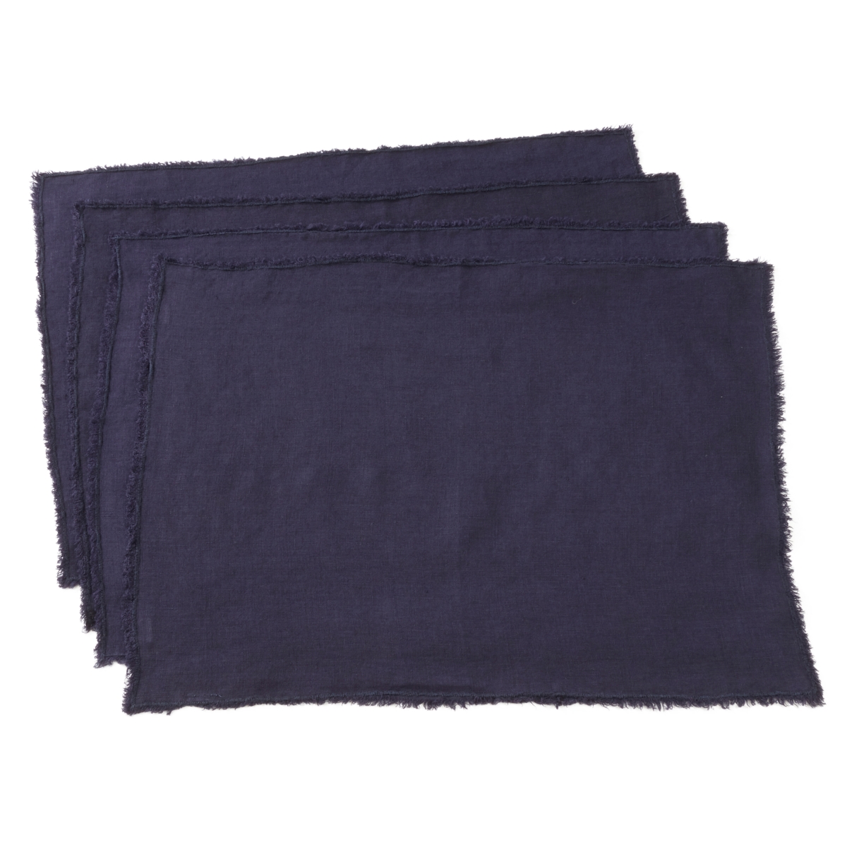 Picture of SARO 13009.MB1420B 14 x 20 in. Graciella Rectangle Stone Washed Linen Table Placemats - Midnight Blue  Set of 4