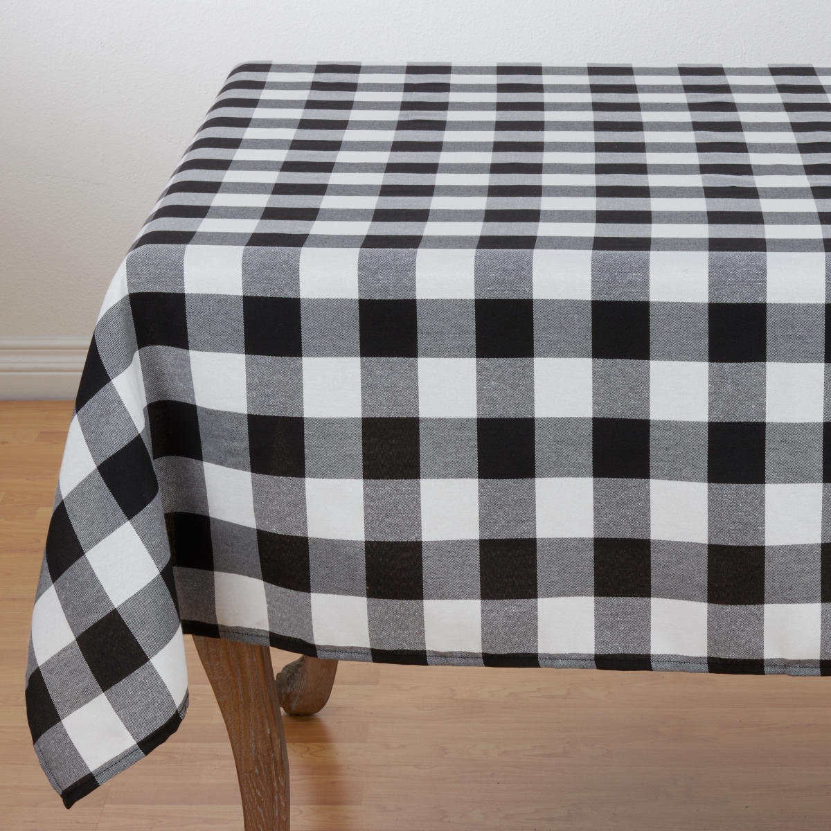 Cotton-Polyester Tablecloth - 70" | Buffalo Plaid | Square | Black | 1 Pc.