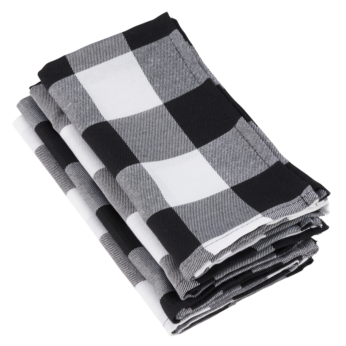 Picture of SARO 5026.BK20S 20 in. Square Buffalo Plaid Check Pattern Design Cotton Napkin - Black  Set of 4