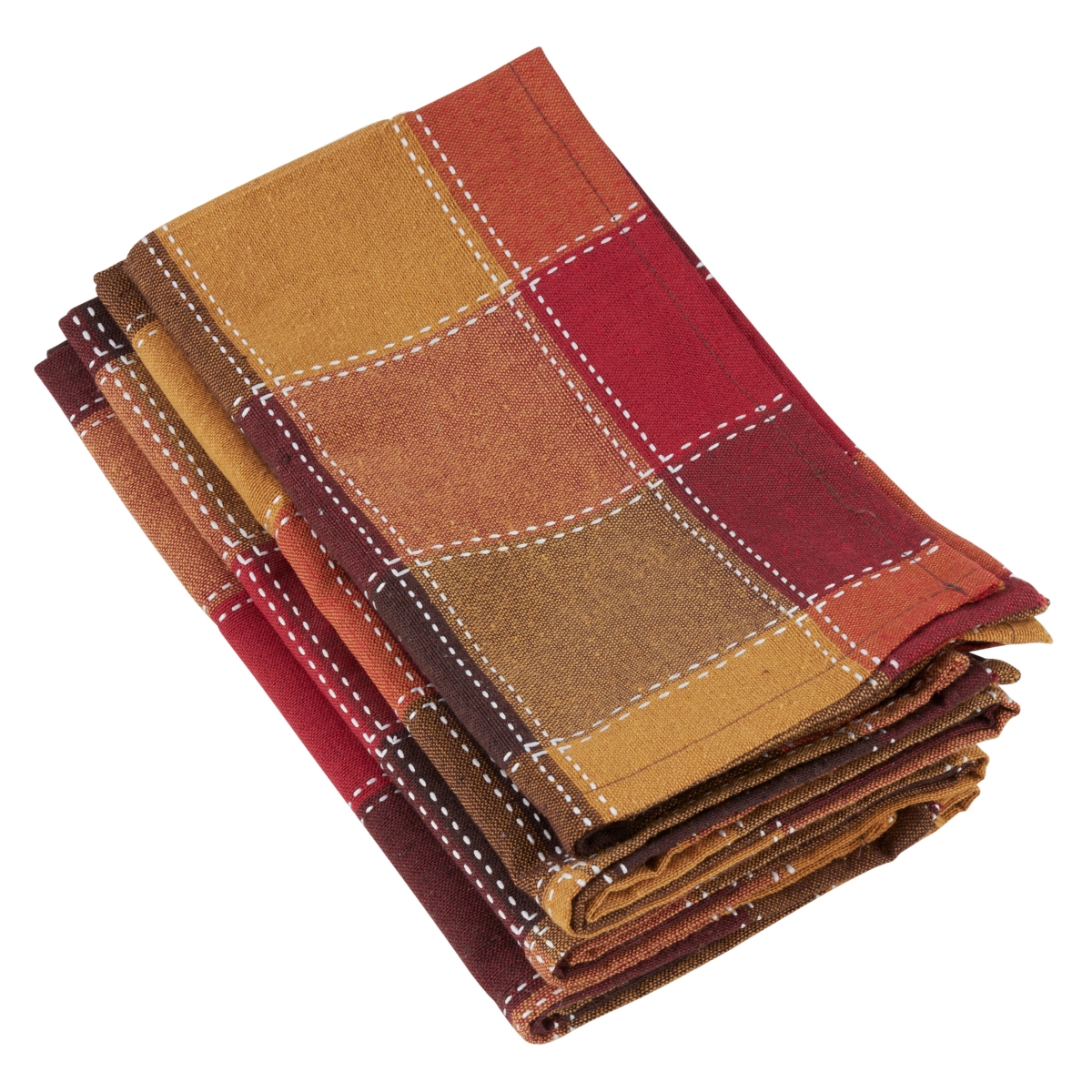 Picture of SARO 8571.M20S 20 in. Square Cotton &amp; Poly Blend Table Napkins with Stitched Plaid Design - Multi Color  Set of 4