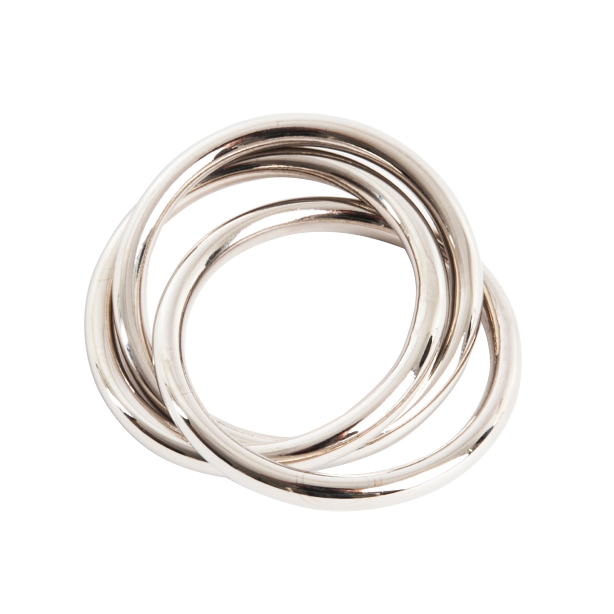 SARO  Three Ring Design Napkin Ring  Silver - Set of 4
