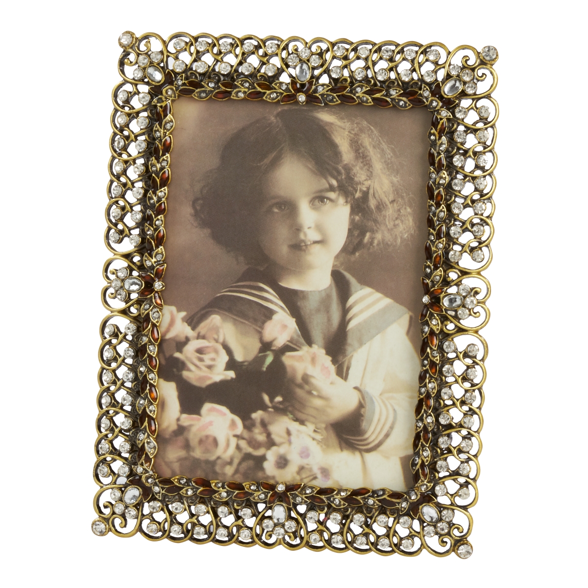 SARO  Bejeweled Photo Frame  Gold
