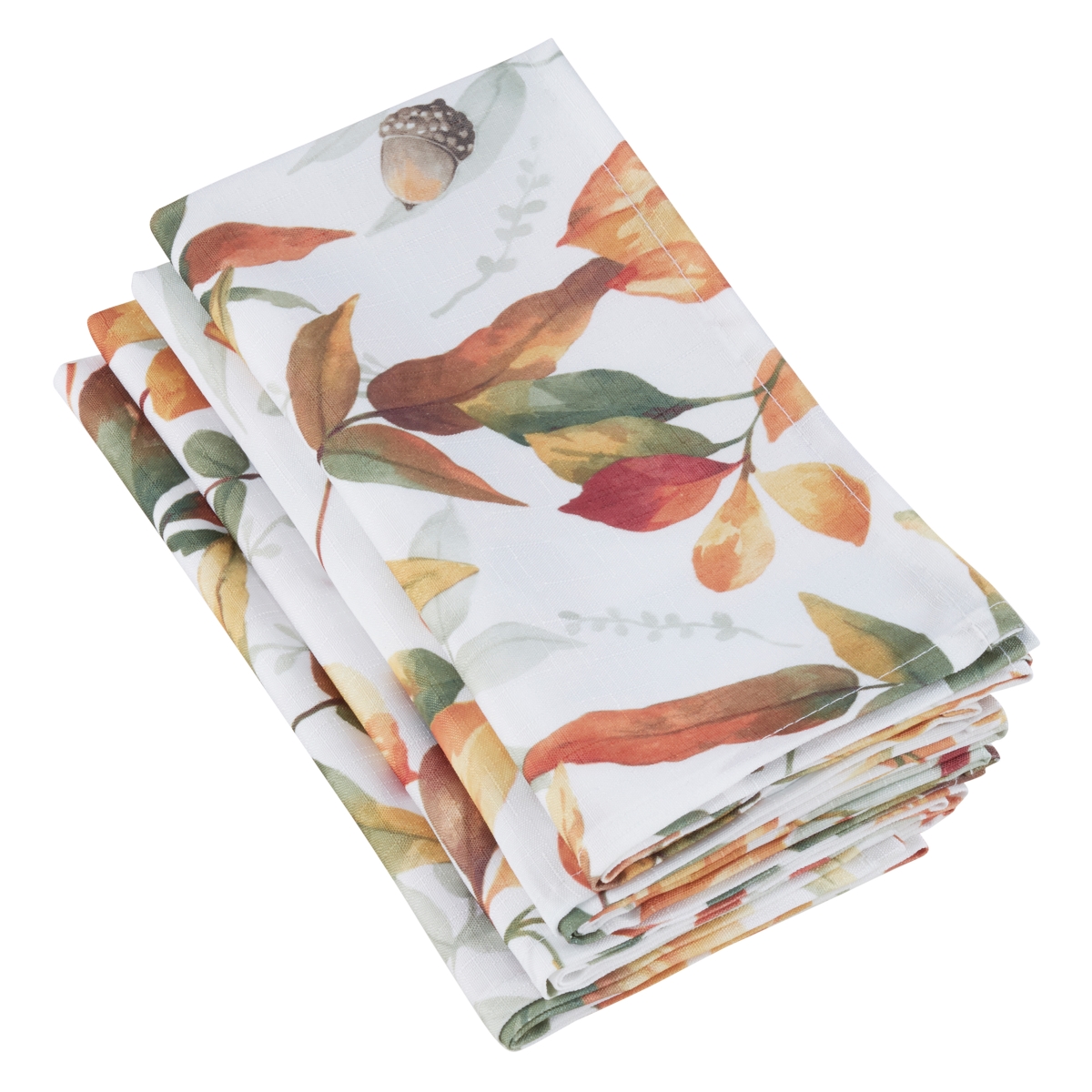 SARO  20 in. Square Polyester Napkins with Fall Leaf Design - Multi Color  Set of 4