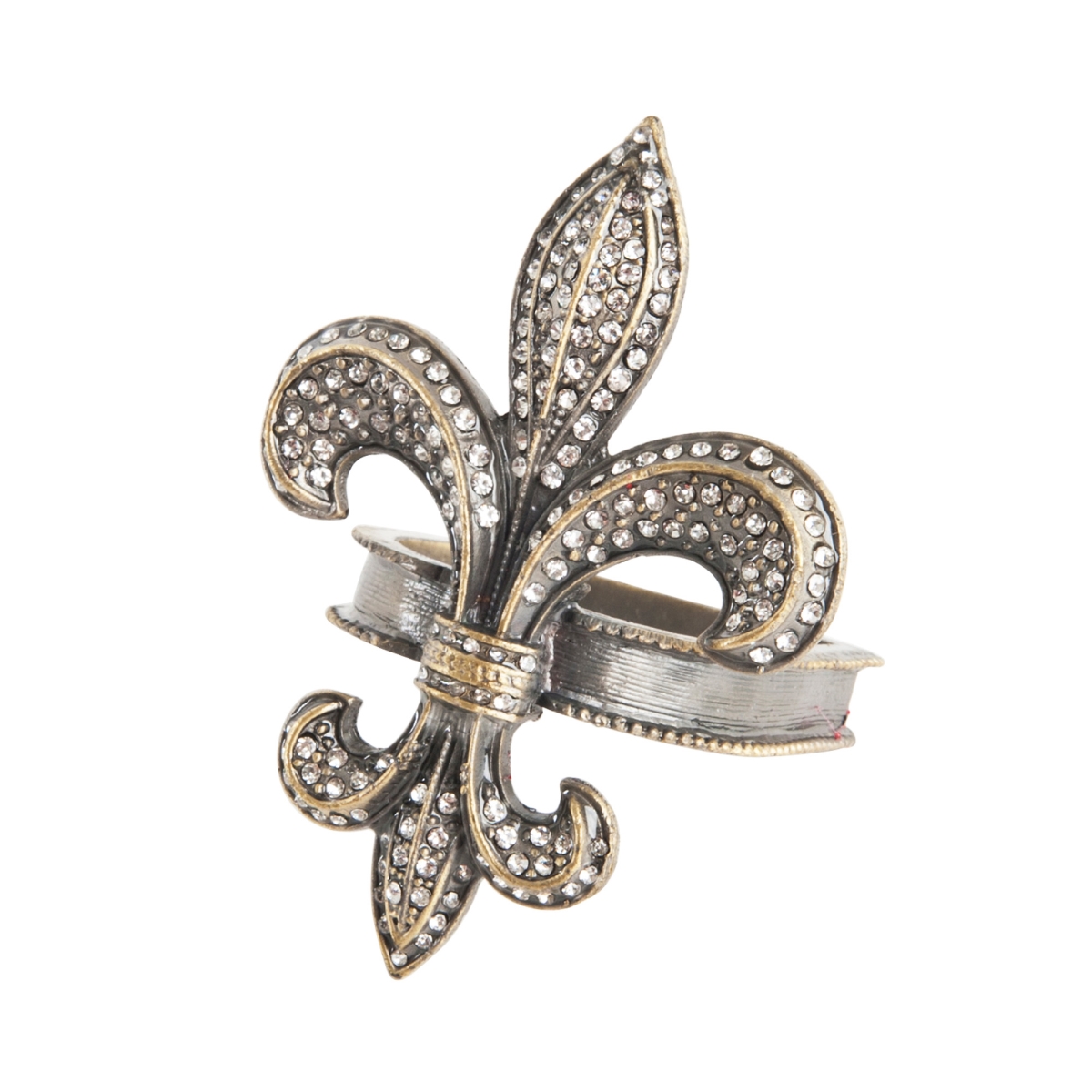 SARO  Fleur-de-Lis Design Napkin Ring  Gold - Set of 4