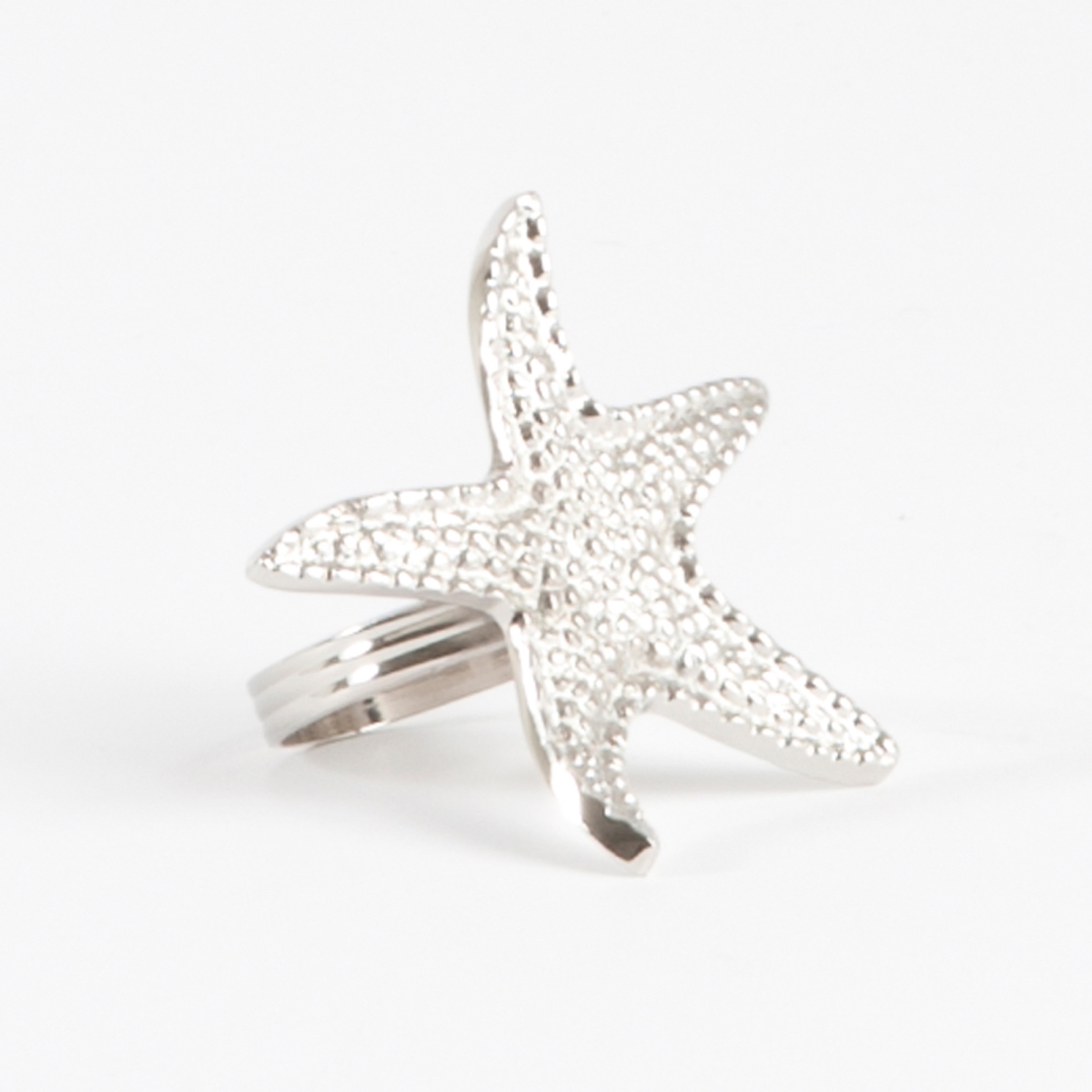 Picture of SARO NR228.S Star Fish Design Napkin Ring  Silver - Set of 4