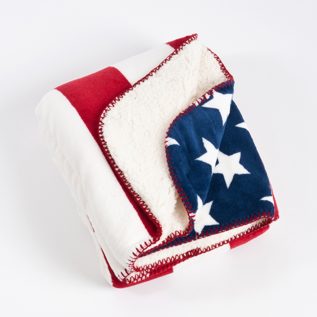 50 x 60 in. US Flag Design Sherpa Soft & Cozy Throw Blanket, Red