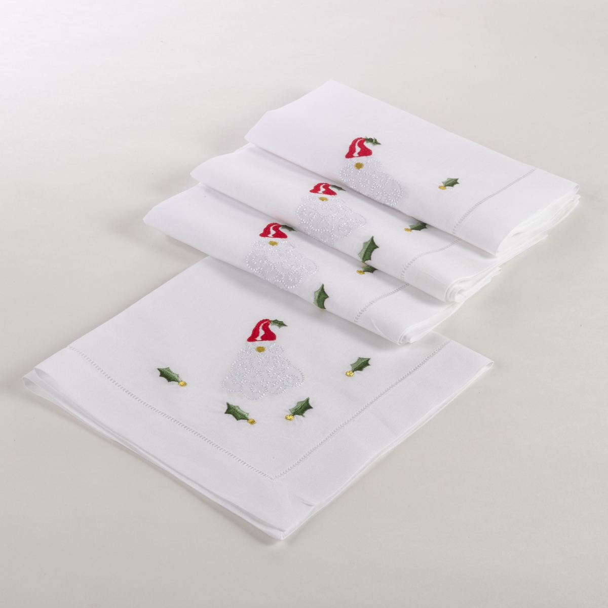 Picture of SARO XM610.W20S Hemstitched Holiday Napkin  White - Set of 4