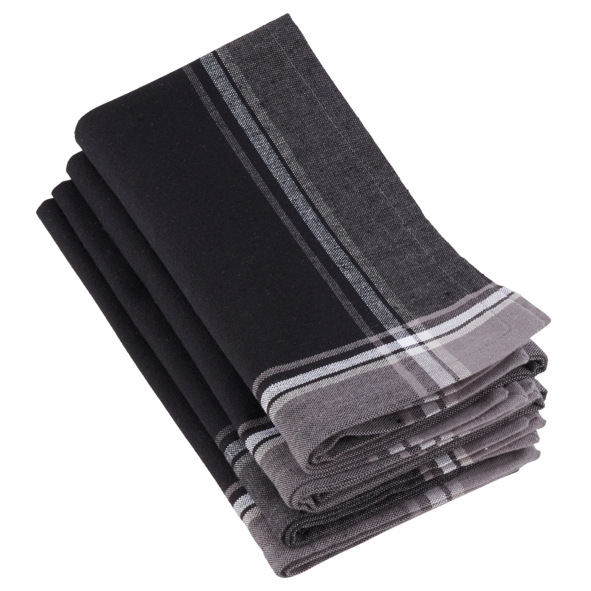 Picture of SARO 4387.BK20S 20 in. Square Cotton Stripe Border Design Table Napkins - Black  Set of 4