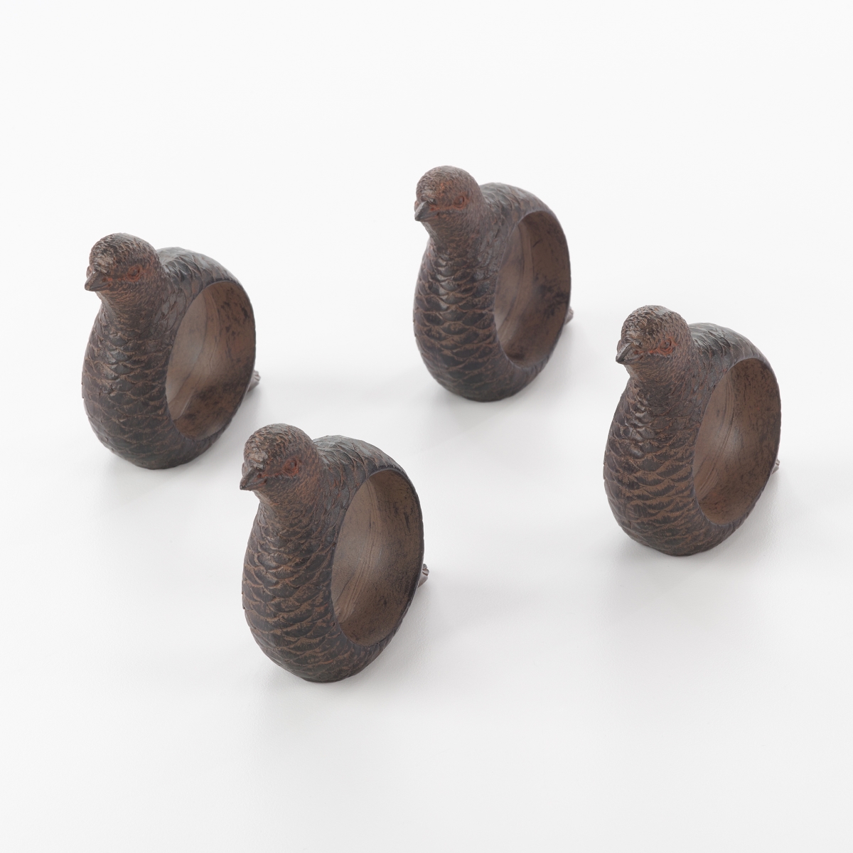 Picture of SARO NR808.BR Quail Design Napkin Ring  Brown - Set of 4