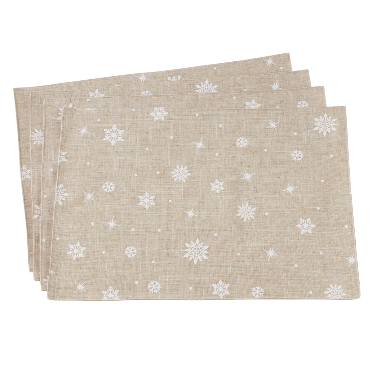 Picture of SARO 7352.N1319B 13 x 19 in. Rectangle Poly Blend Placemat with Snowflake Design - Natural  Set of 4