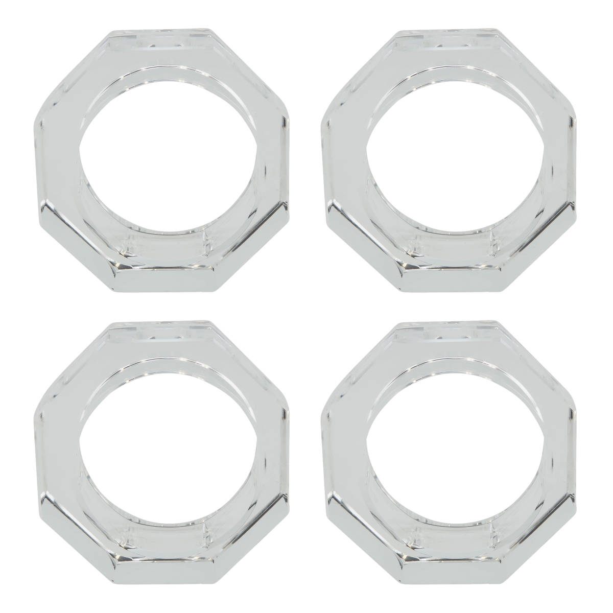 Picture of SARO NR204.C Glass Crystal Octagonal Facet Napkin Ring  Clear - Set of 4