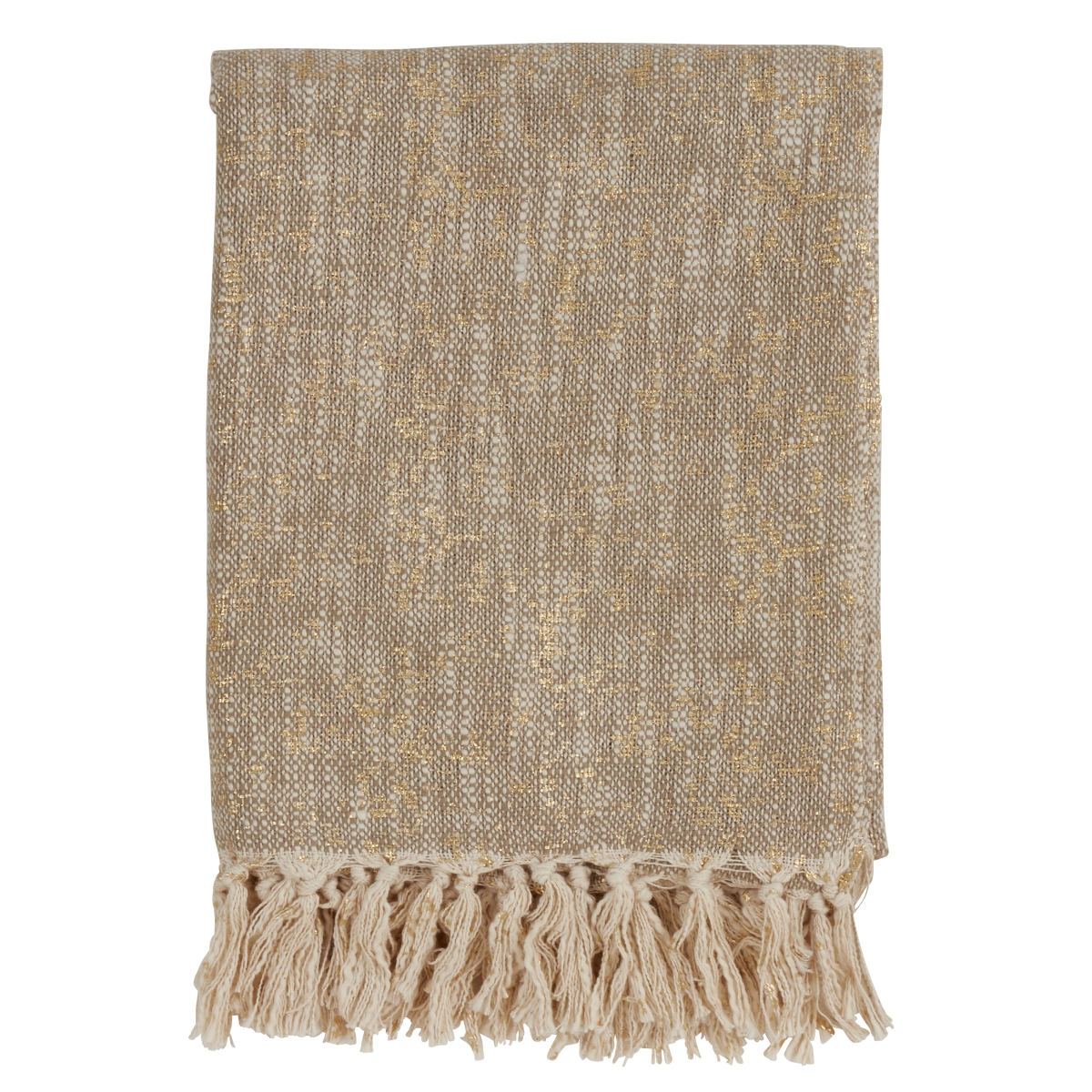 SARO  Cotton Throw with Foil Print Design  Gold