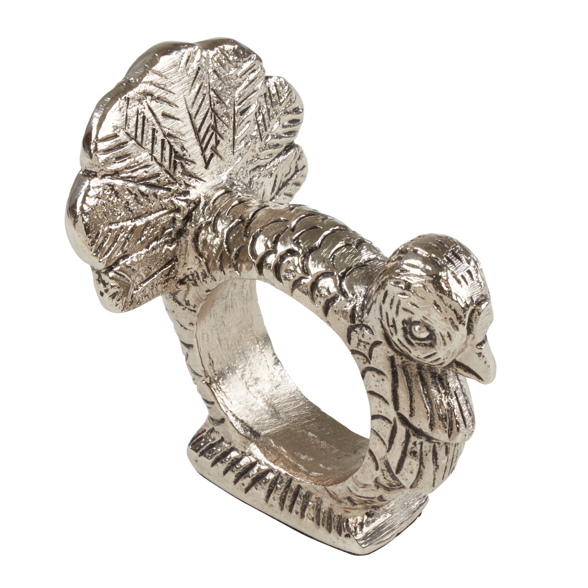 Picture of SARO NR902.S Table Napkin Ring with Turkey Design  Silver - Set of 4
