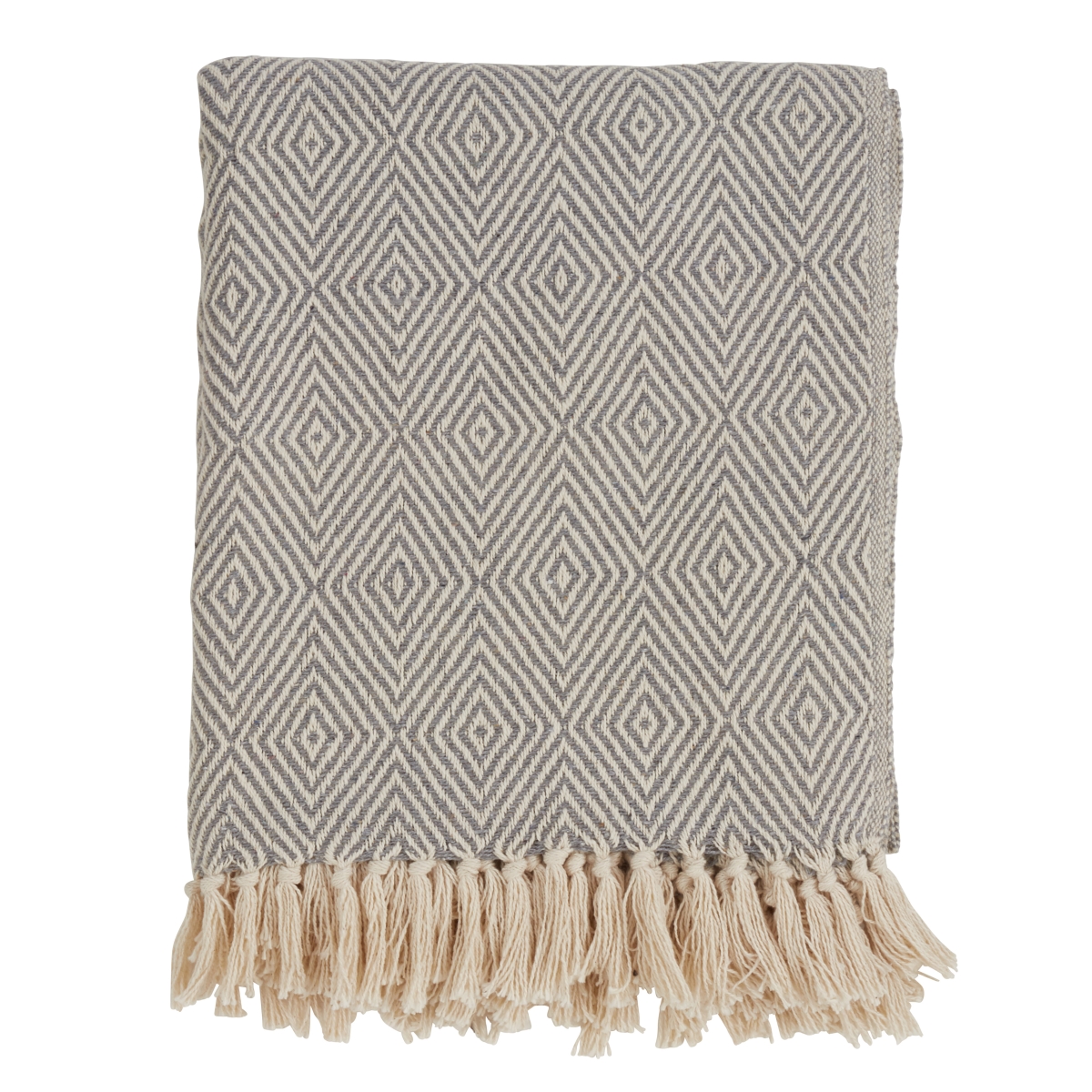 SARO  Cotton Throw Blanket with Diamond Weave Design  Gold