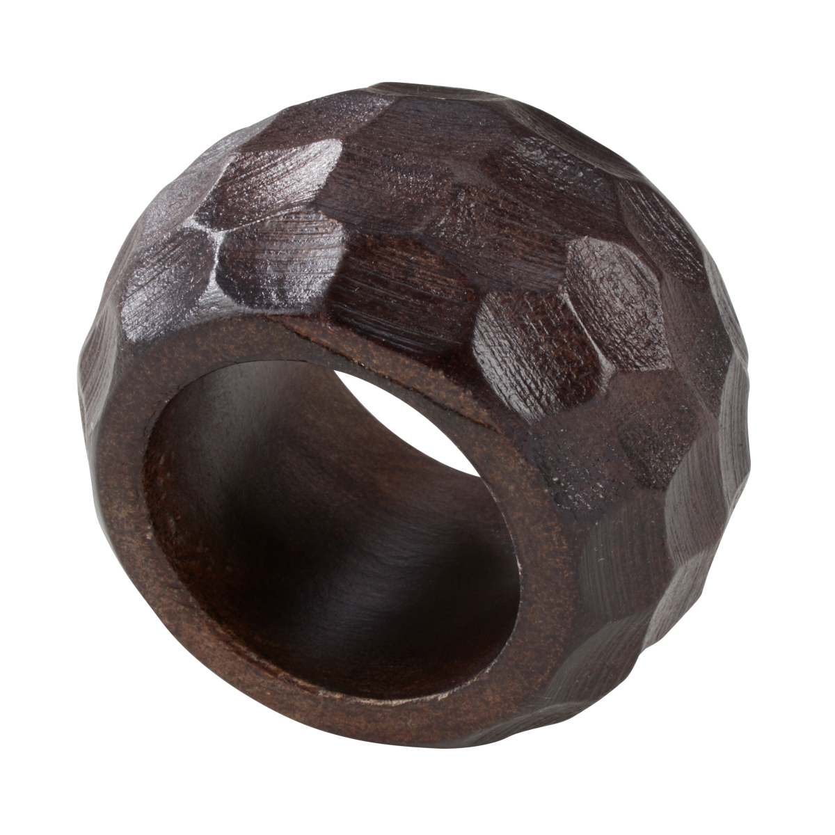 Picture of SARO NR180.CF Mango Wood Napkin Ring with Chunky Design  Coffee - Set of 4