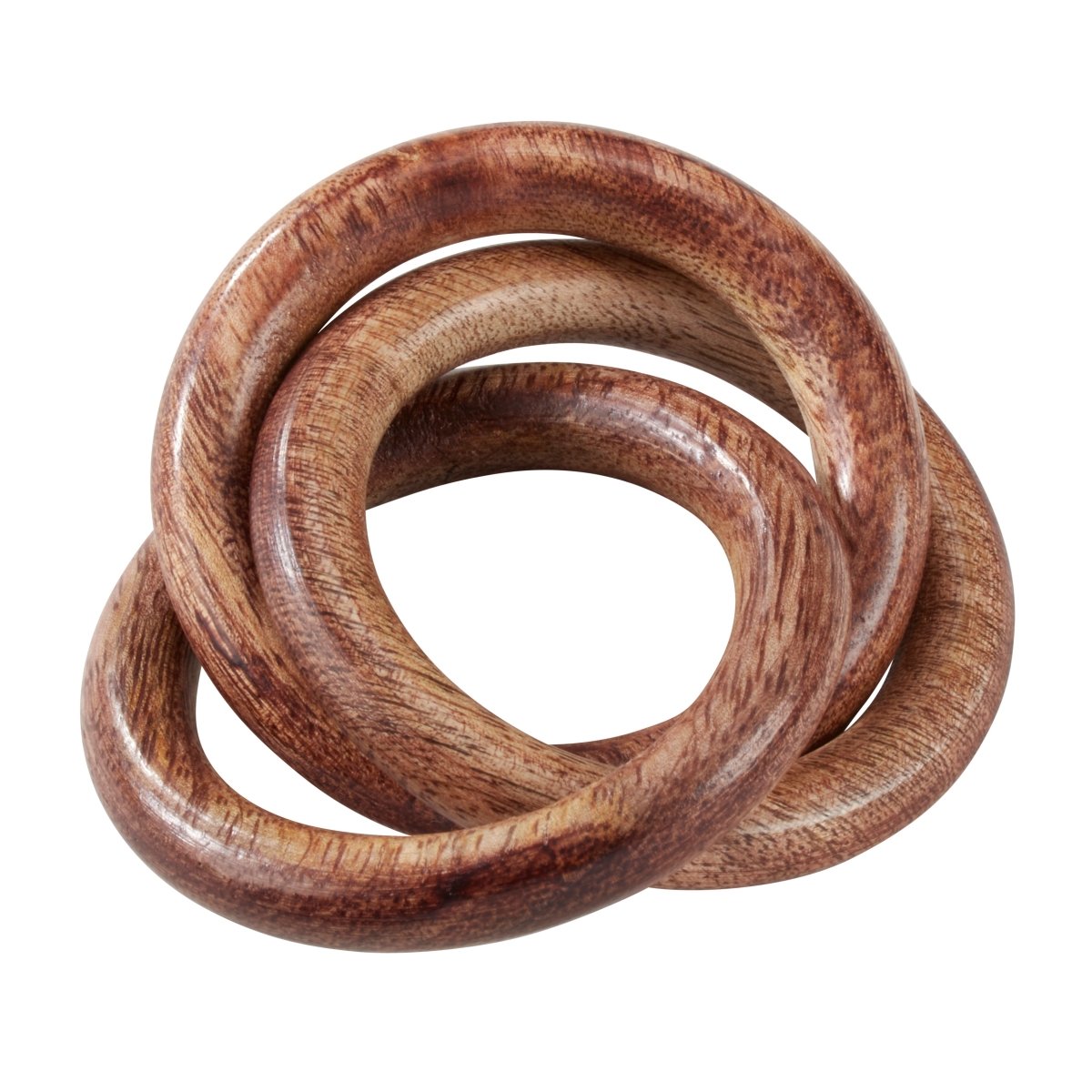 Picture of SARO NR807.BR Mango Wood Napkin Ring with Interlock Design  Brown - Set of 4