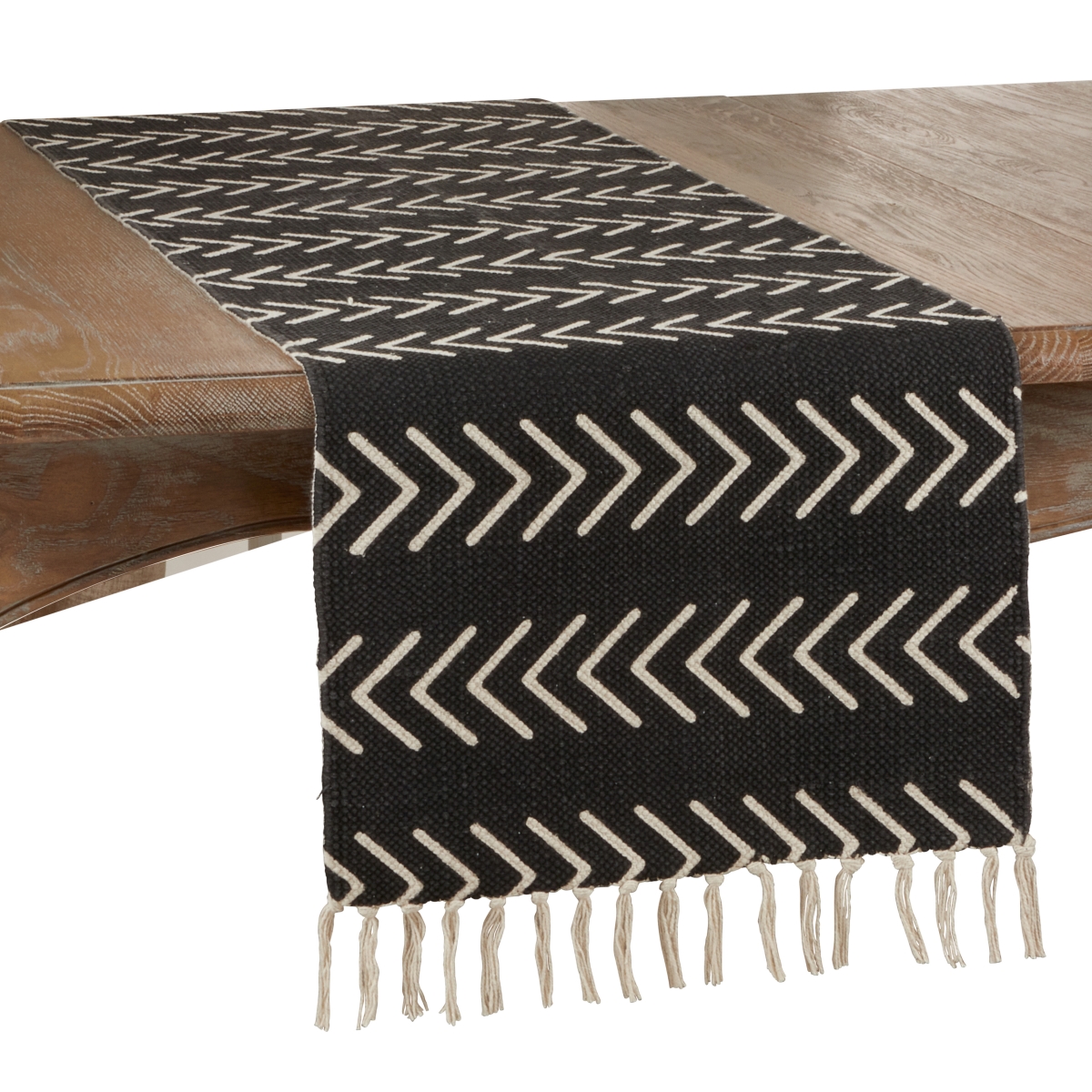 Picture of SARO 1603.BK1672B 16 x 72 in. Oblong Chevron Design Table Runner  Black