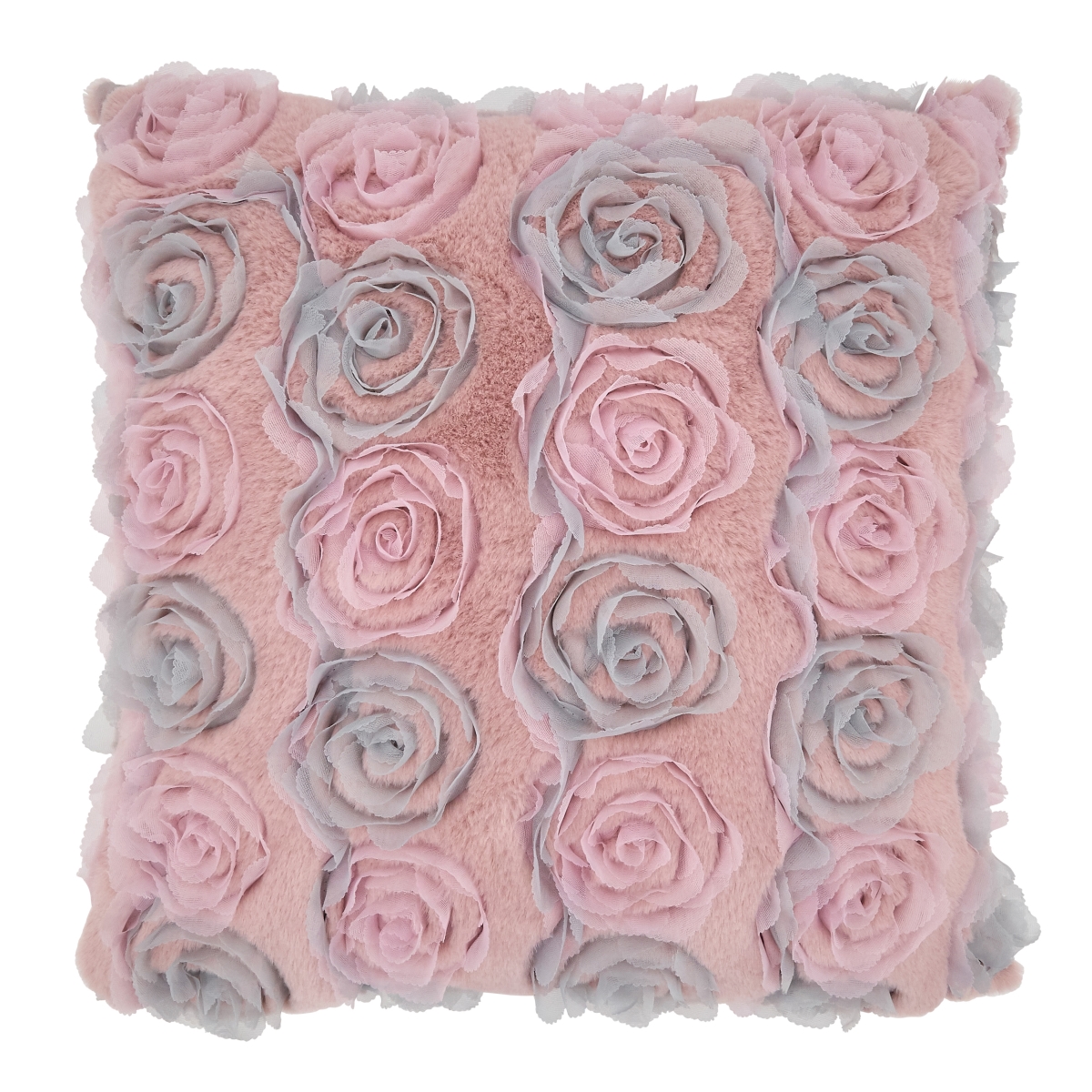 SARO  17 in. Square Throw Pillow Cover with Rose Wedding Cake Design  Rose