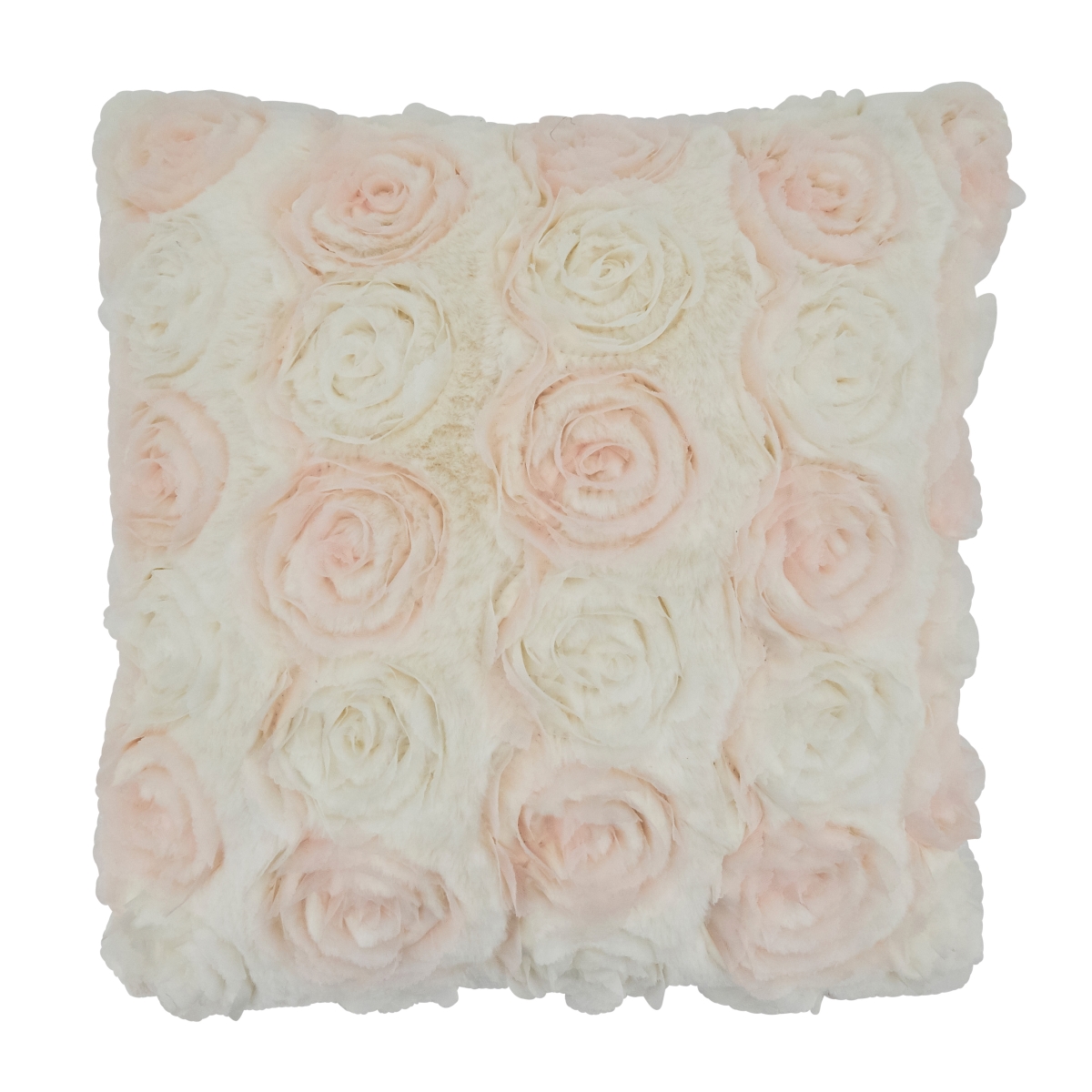 SARO  17 in. Square Throw Pillow Cover with Rose Wedding Cake Design  Pink