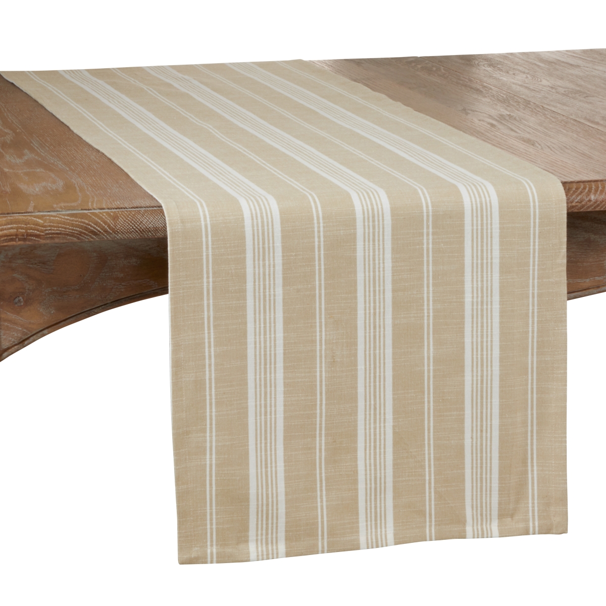 Picture of SARO 5618.KH1672B 16 x 72 in. Oblong Cotton Table Runner with Khaki Striped Design