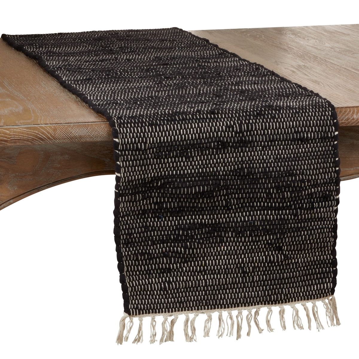 Picture of SARO 3332.BK1672B 16 x 72 in. Oblong Chindi Design Table Runner  Black