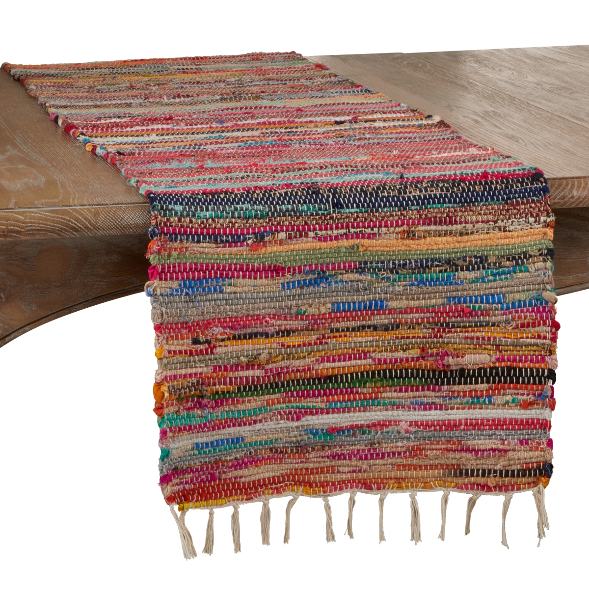 Picture of SARO 7114.M1672B 16 x 72 in. Oblong Chindi Table Runner with Multi Colored Design