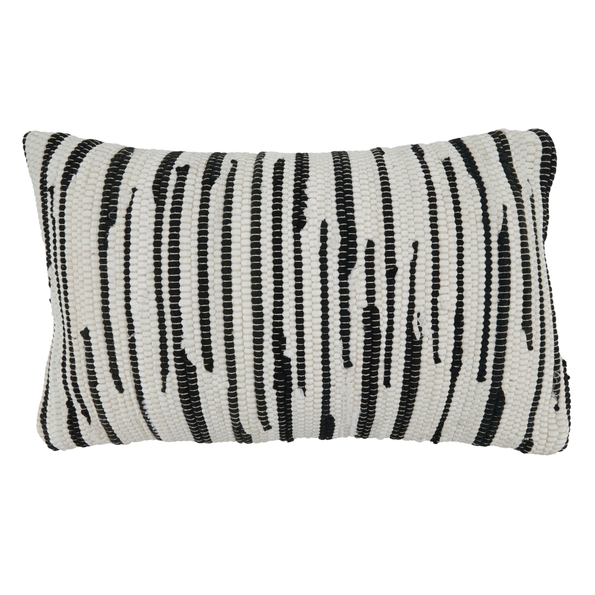 SARO  14 x 23 in. Oblong Down Filled Throw Pillow with Black & White Zebra Chindi Design